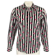 MARC by MARC JACOBS - Chemise à manches longues boutonnée en coton à rayures noires et blanches, taille L