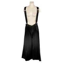 MARC by MARC JACOBS Size M Black Satin Acetate Blend Wide Leg Overalls