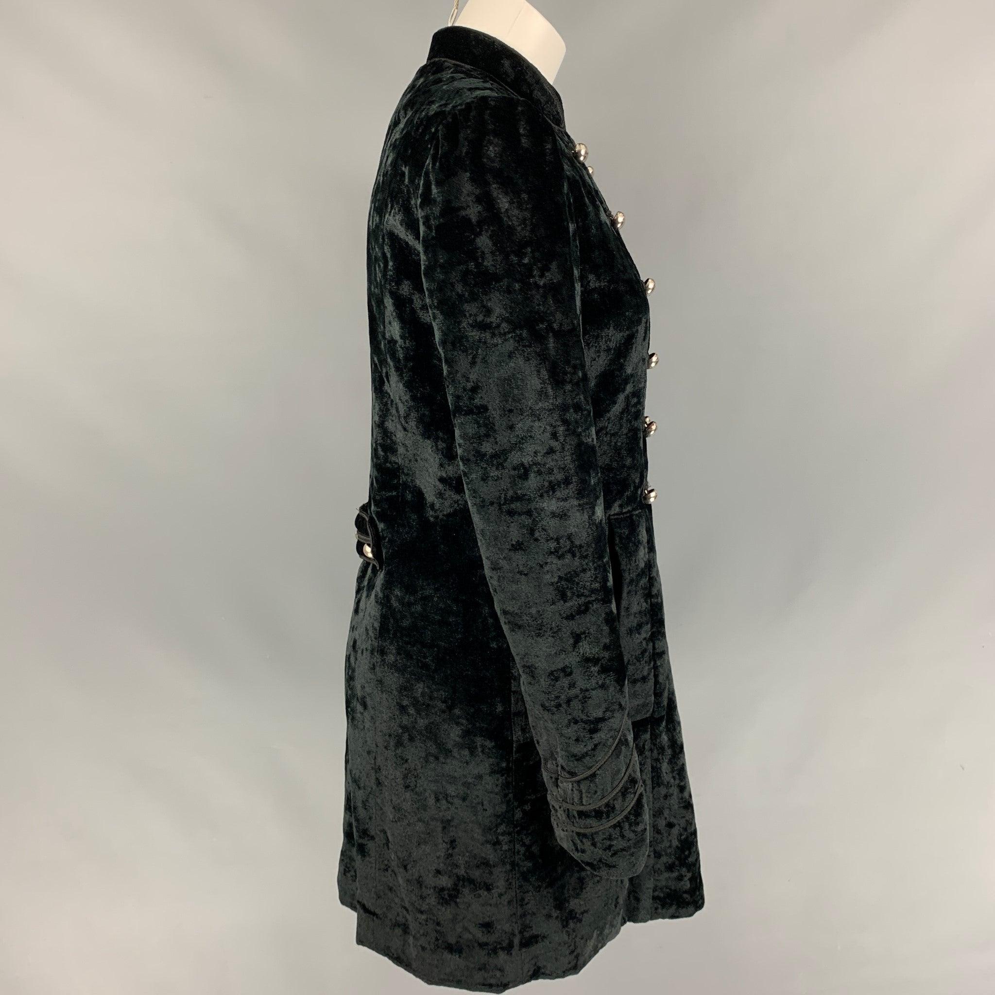 MARC by MARC JACOBS Size M Black Velvet Rayon / Polyester Double Breasted Coat In Good Condition For Sale In San Francisco, CA