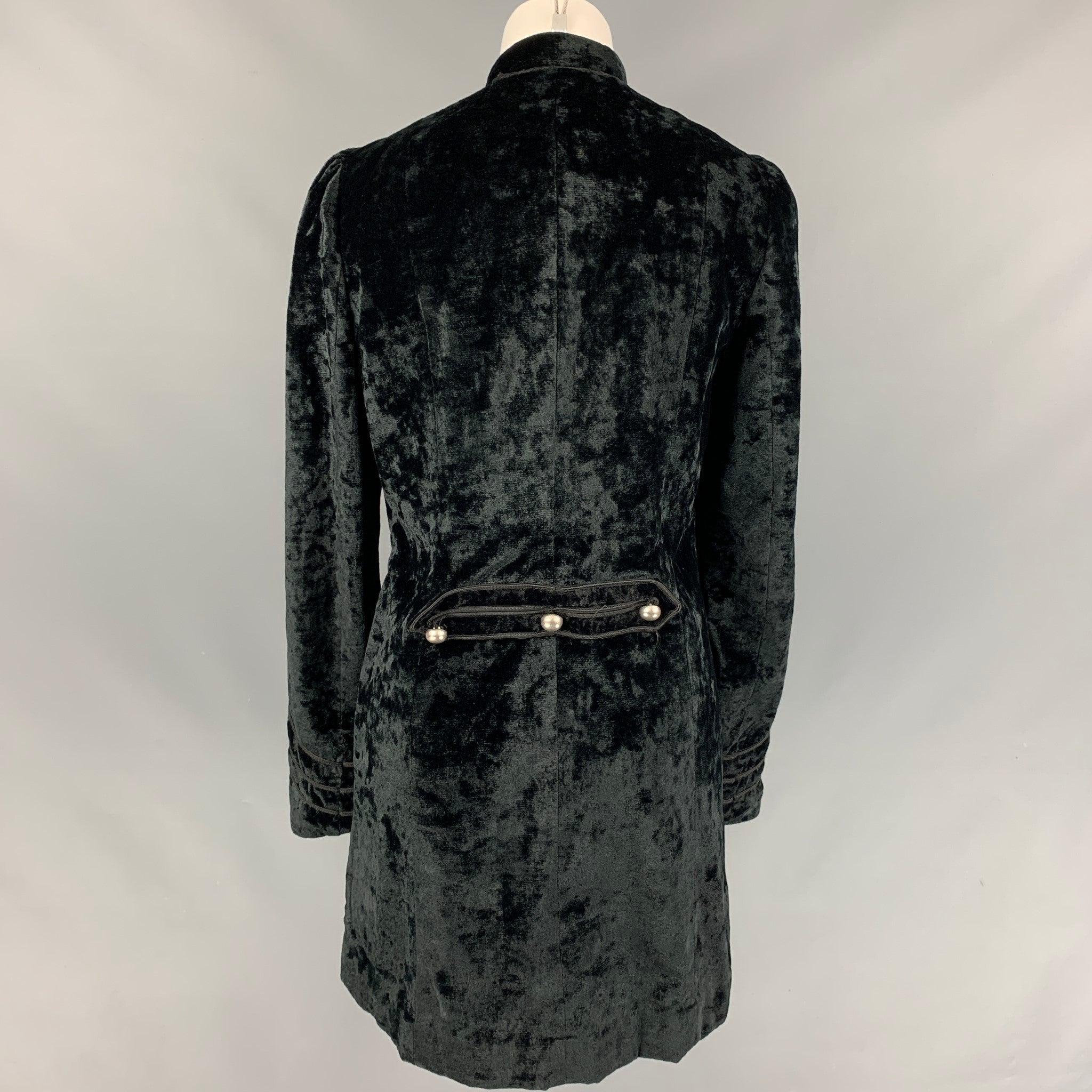Women's MARC by MARC JACOBS Size M Black Velvet Rayon / Polyester Double Breasted Coat For Sale