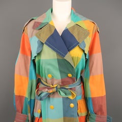 MARC by MARC JACOBS Size M Multi-Color Plaid Cotton Double Breasted Trench Coat