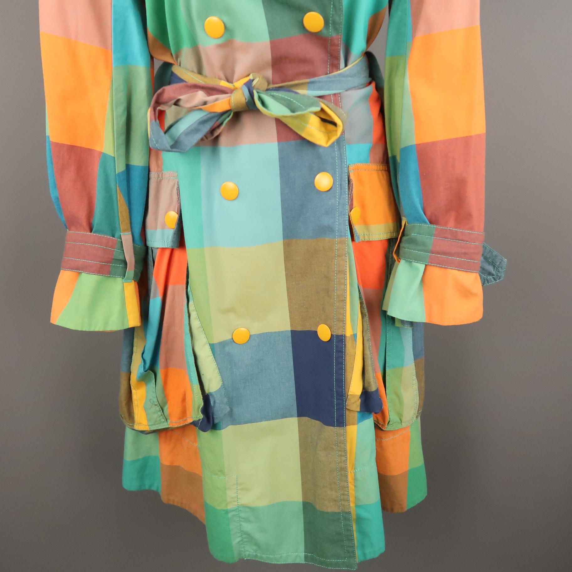 Brown MARC by MARC JACOBS Size M Multi-Color Plaid Cotton Double Breasted Trench Coat