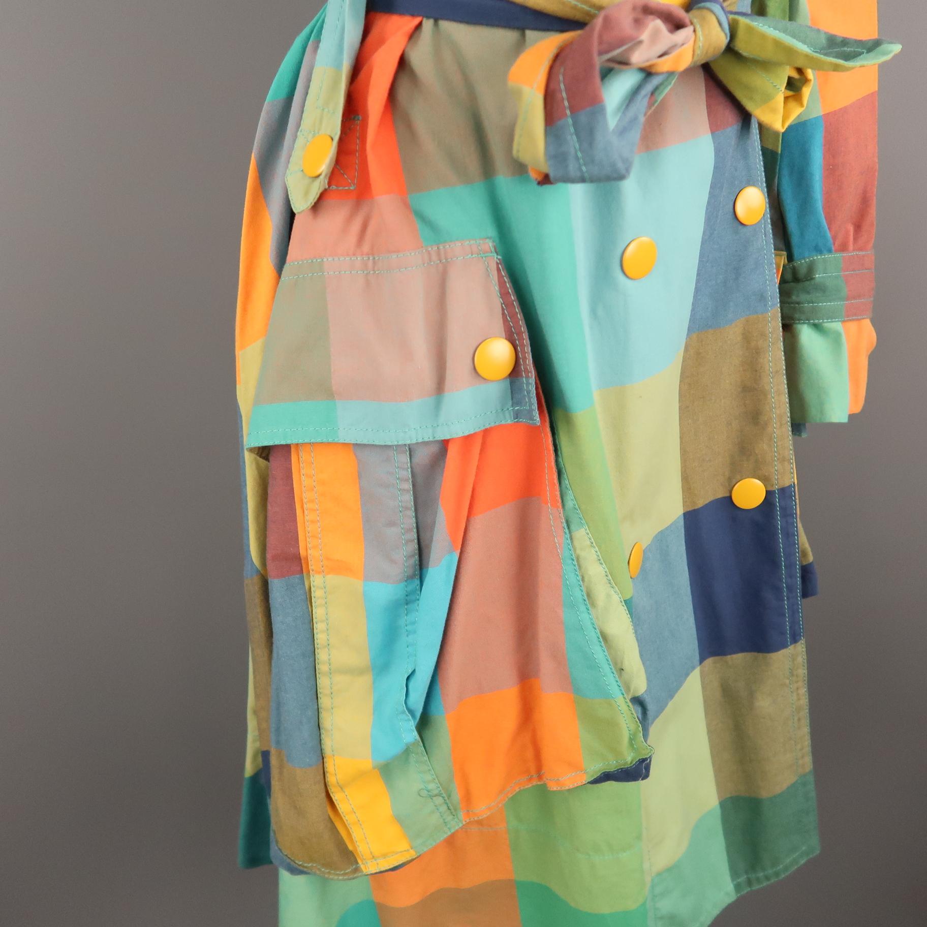 MARC by MARC JACOBS Size M Multi-Color Plaid Cotton Double Breasted Trench Coat In Excellent Condition In San Francisco, CA
