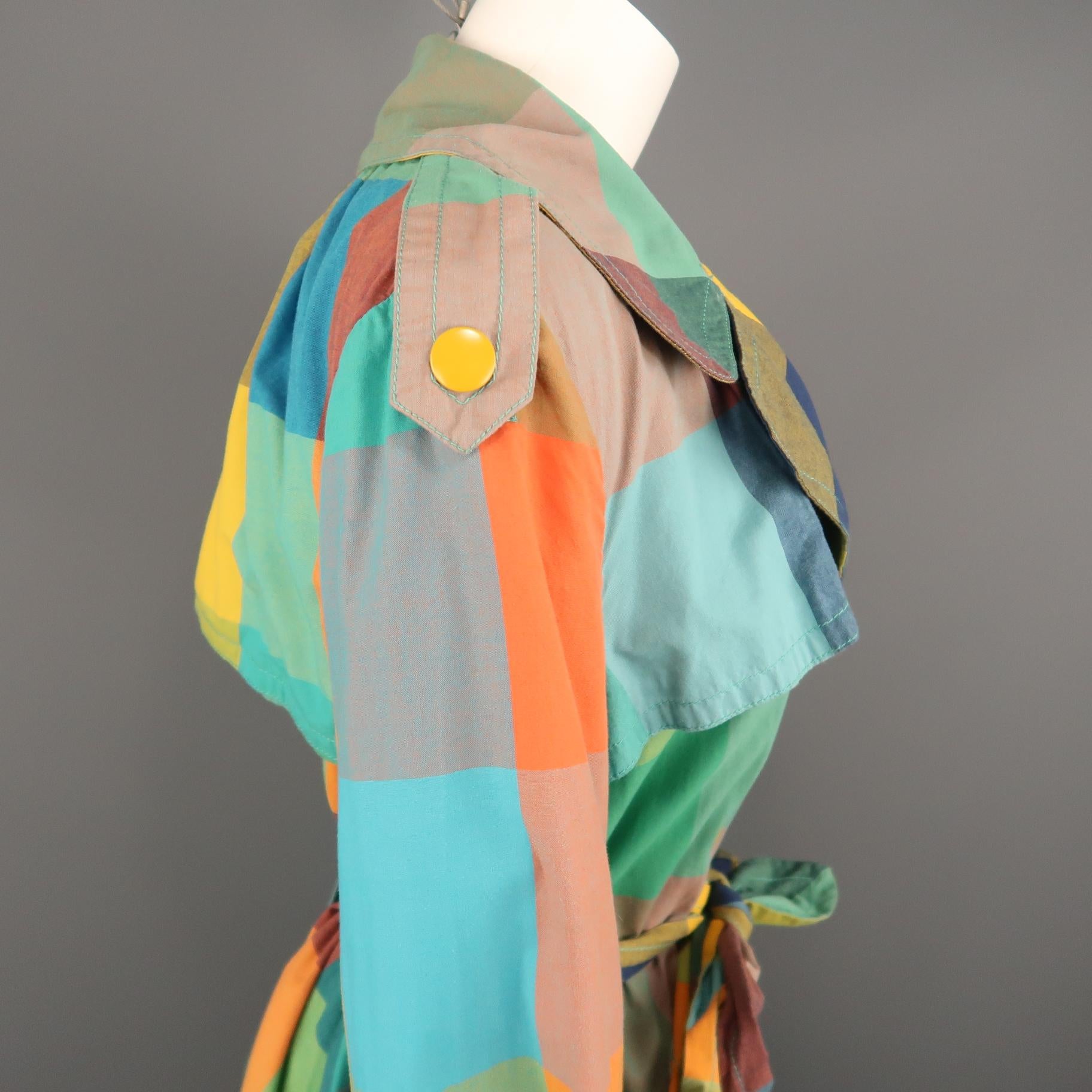 MARC by MARC JACOBS Size M Multi-Color Plaid Cotton Double Breasted Trench Coat 1