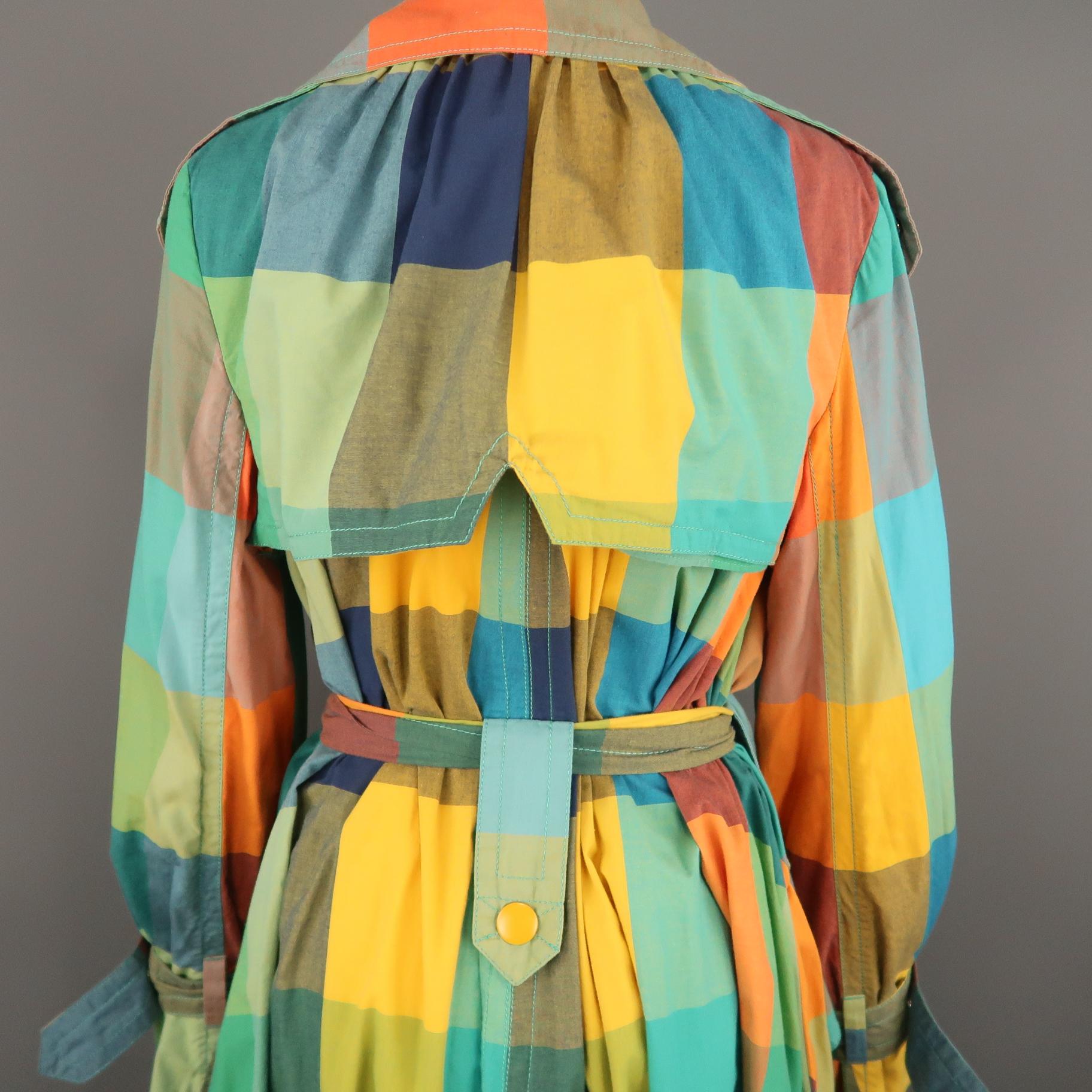 MARC by MARC JACOBS Size M Multi-Color Plaid Cotton Double Breasted Trench Coat 3