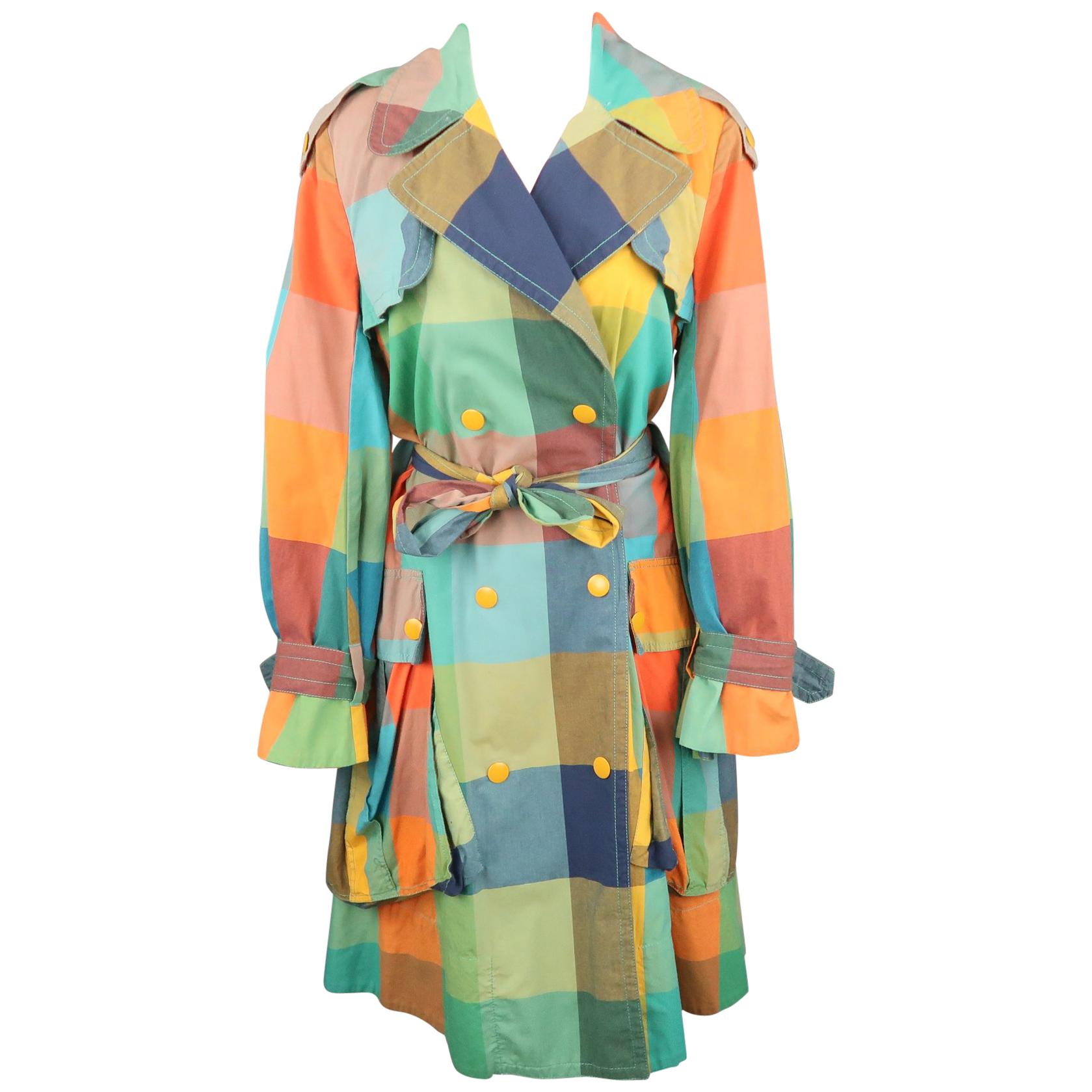 MARC by MARC JACOBS Size M Multi-Color Plaid Cotton Double Breasted Trench Coat