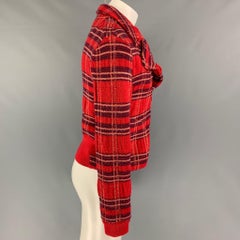 MARC by MARC JACOBS Size M Red Navy Plaid Wool Biker Jacket