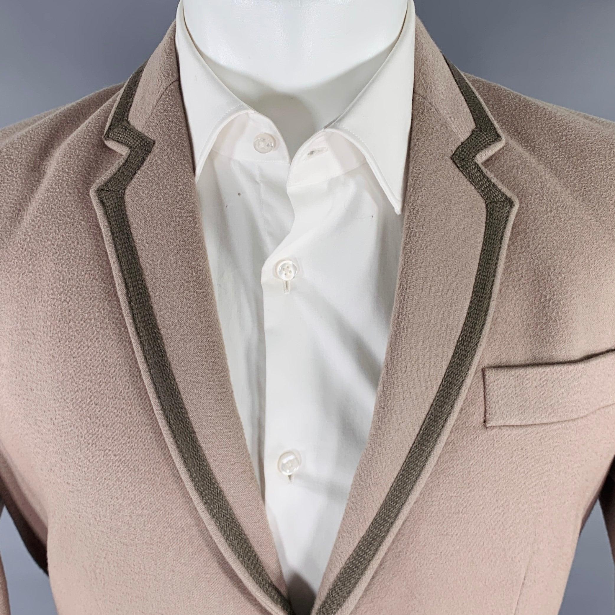 MARC by MARC JACOBS sport coat
 in a taupe moleskin cotton fabric featuring a notch lapel, double vented back, and double button closure. Excellent Pre-Owned Condition. 
 
 Marked: M 
 
 Measurements: 
  
 Shoulder: 17 inches Chest: 40 inches