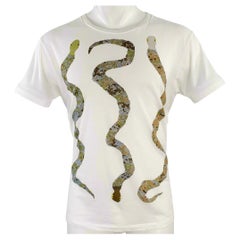 MARC by MARC JACOBS Size M White Olive Snake Cotton Short Sleeve T-shirt