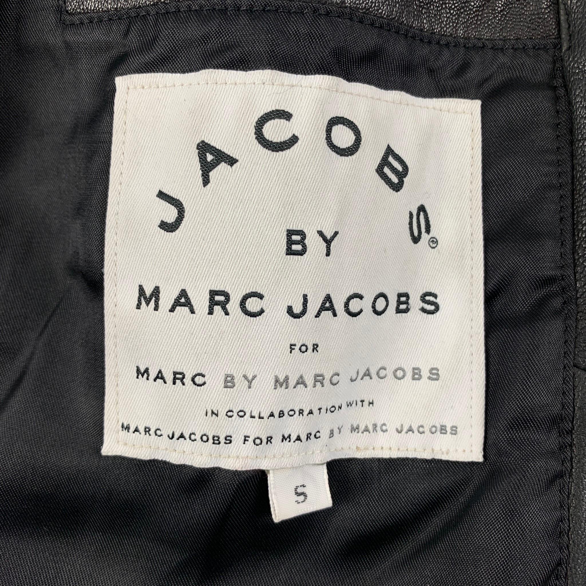 MARC by MARC JACOBS Size S Black Leather Hooded Jacket 1