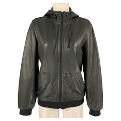 MARC by MARC JACOBS Size S Black Leather Hooded Jacket