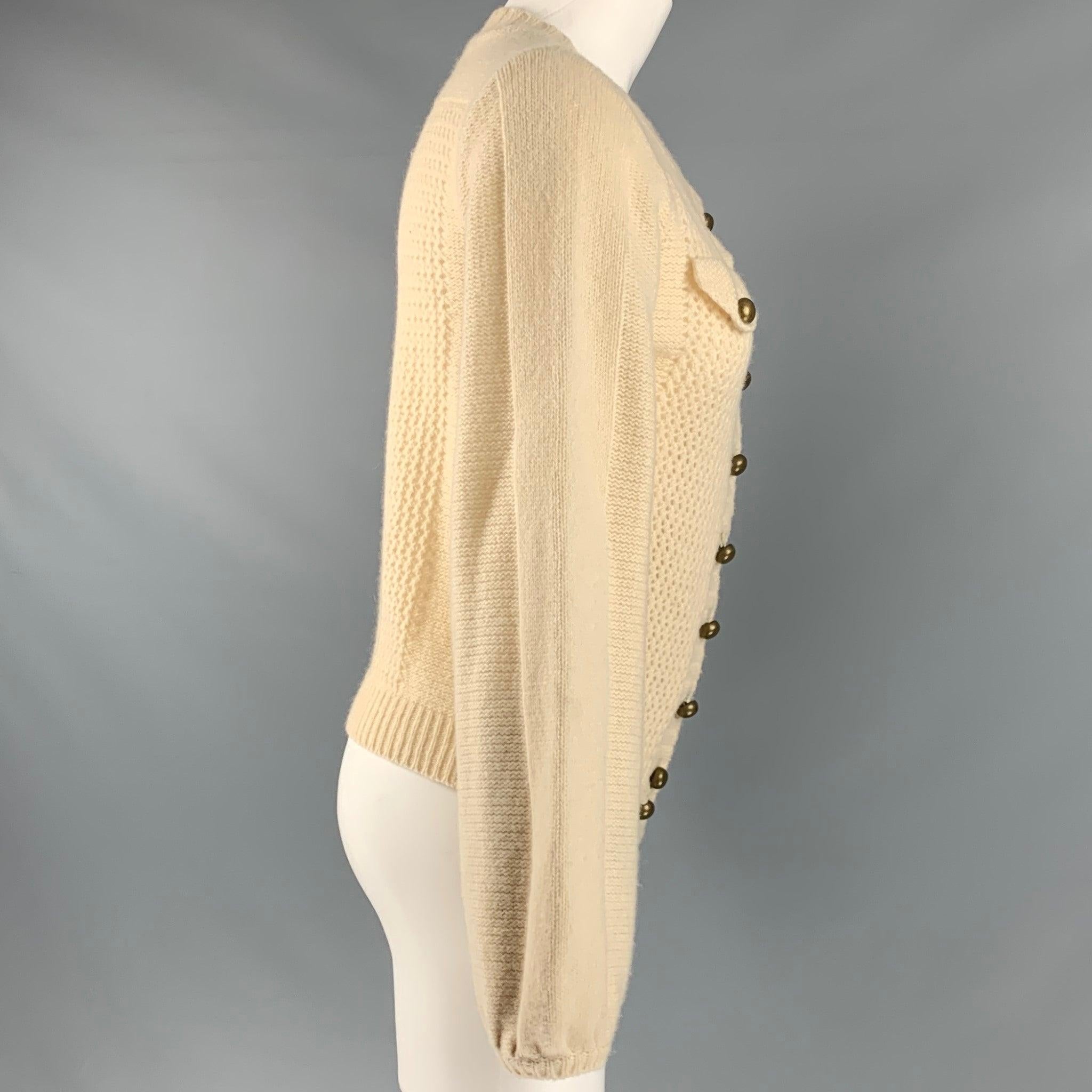 MARC By MARC  JACOBS Size S Cream Wool Textured Cardigan Casual Top In Good Condition In San Francisco, CA