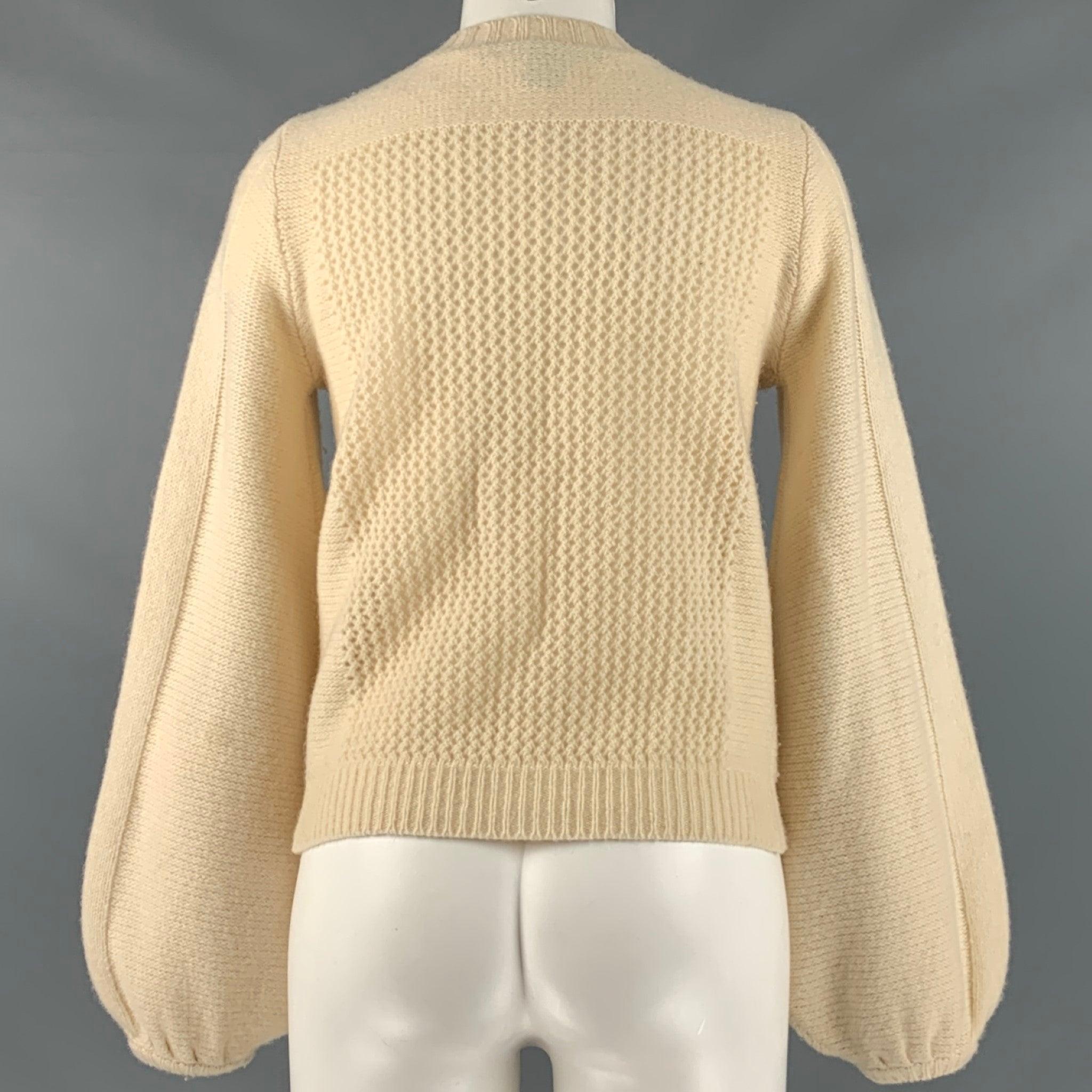Women's MARC By MARC  JACOBS Size S Cream Wool Textured Cardigan Casual Top