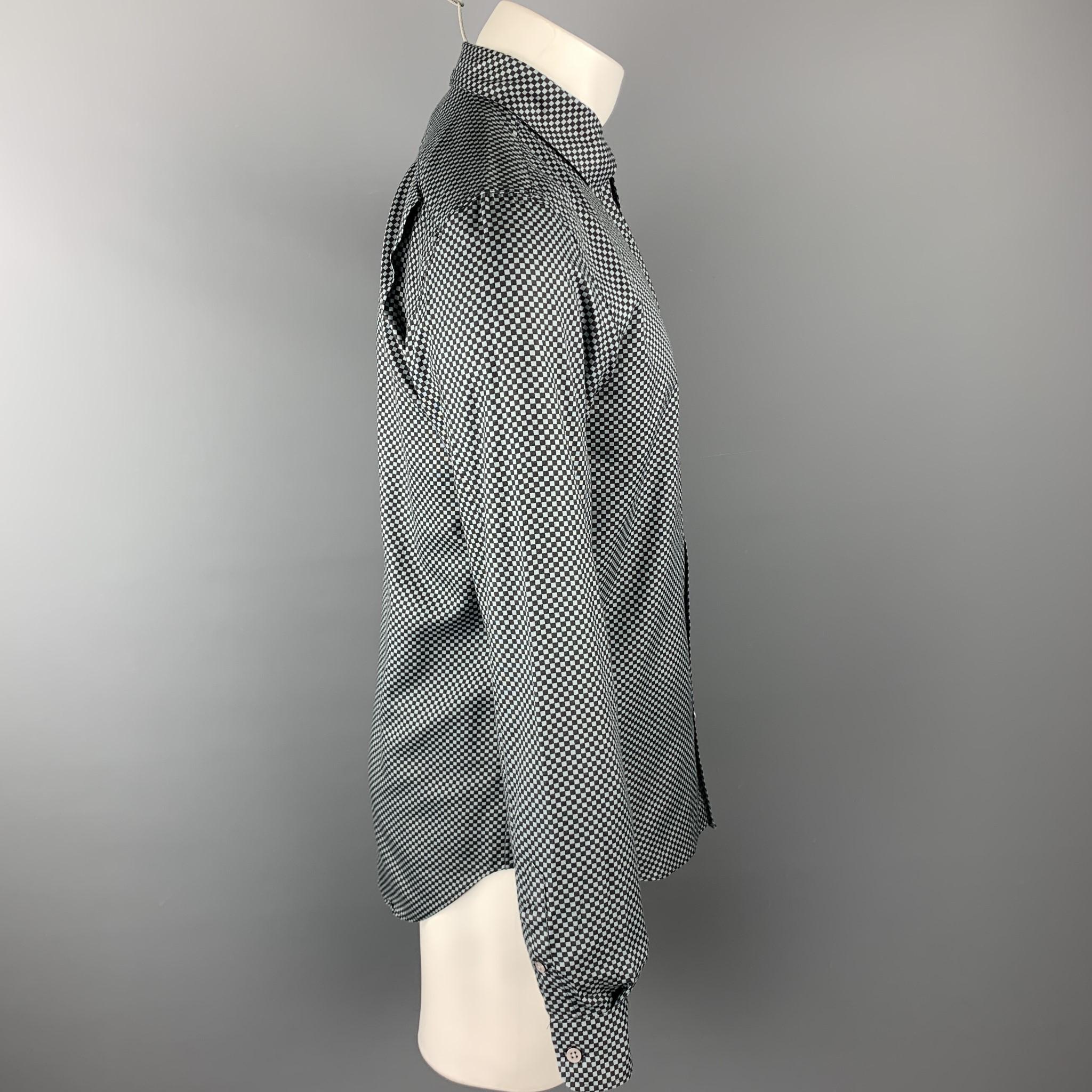 MARC by MARC JACOBS Size S Gray & Black Checkered Cotton Long Sleeve Shirt In Excellent Condition In San Francisco, CA