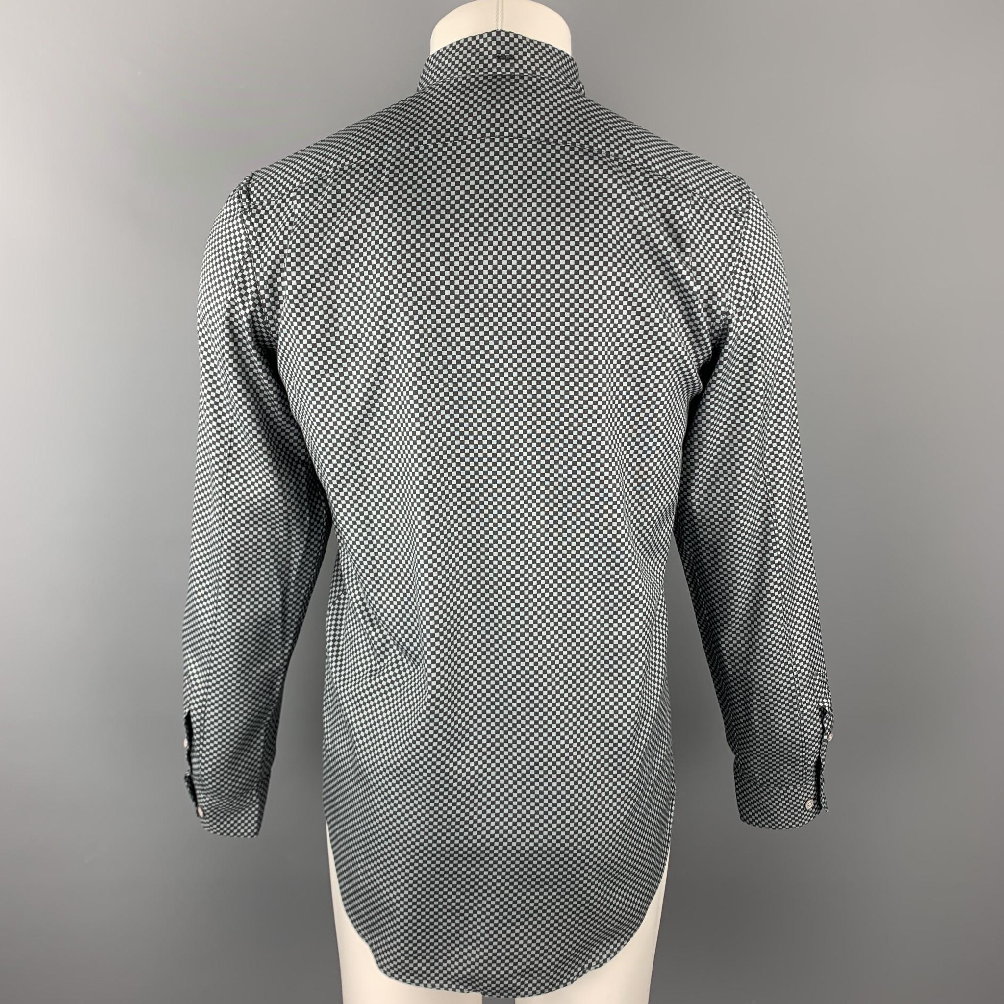 Men's MARC by MARC JACOBS Size S Gray & Black Checkered Cotton Long Sleeve Shirt
