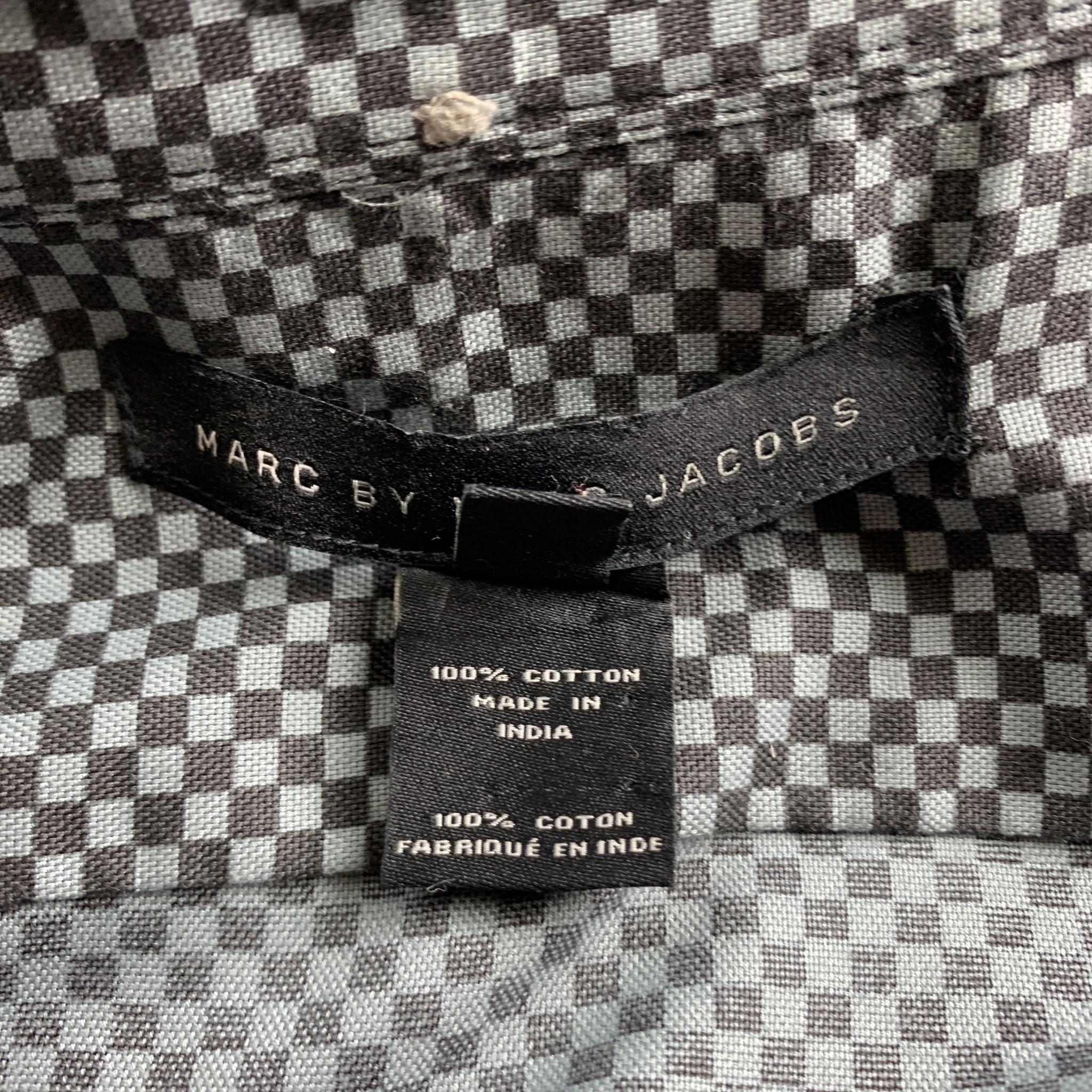 MARC by MARC JACOBS Size S Gray & Black Checkered Cotton Long Sleeve Shirt 2
