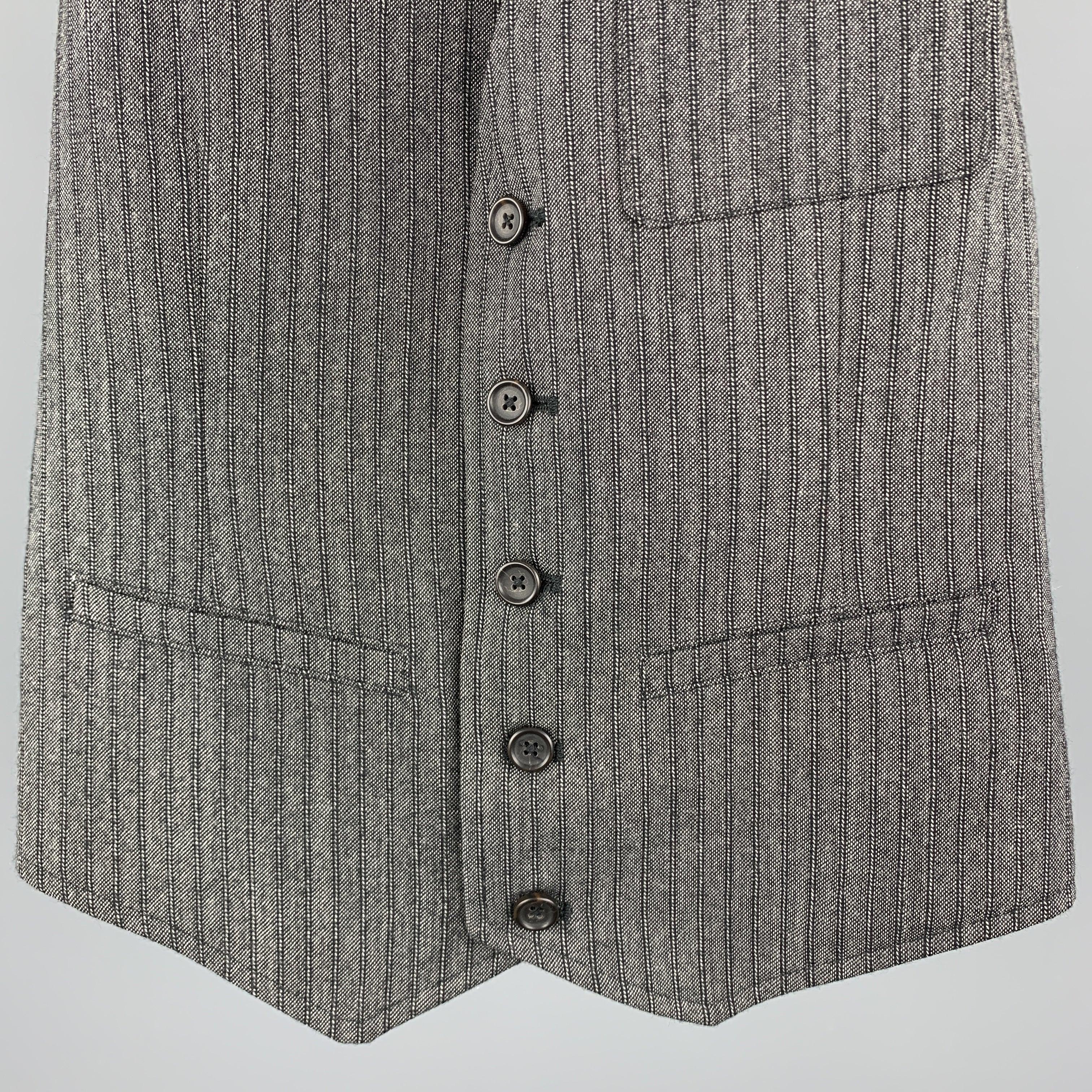 MARC by MARC JACOBS Size S Gray Stripe Wool Buttoned Vest (Indoor) In Excellent Condition For Sale In San Francisco, CA