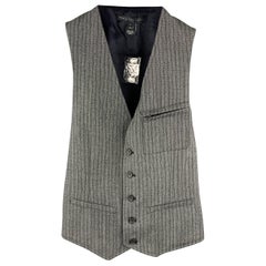 MARC by MARC JACOBS Size S Gray Stripe Wool Buttoned Vest (Indoor)