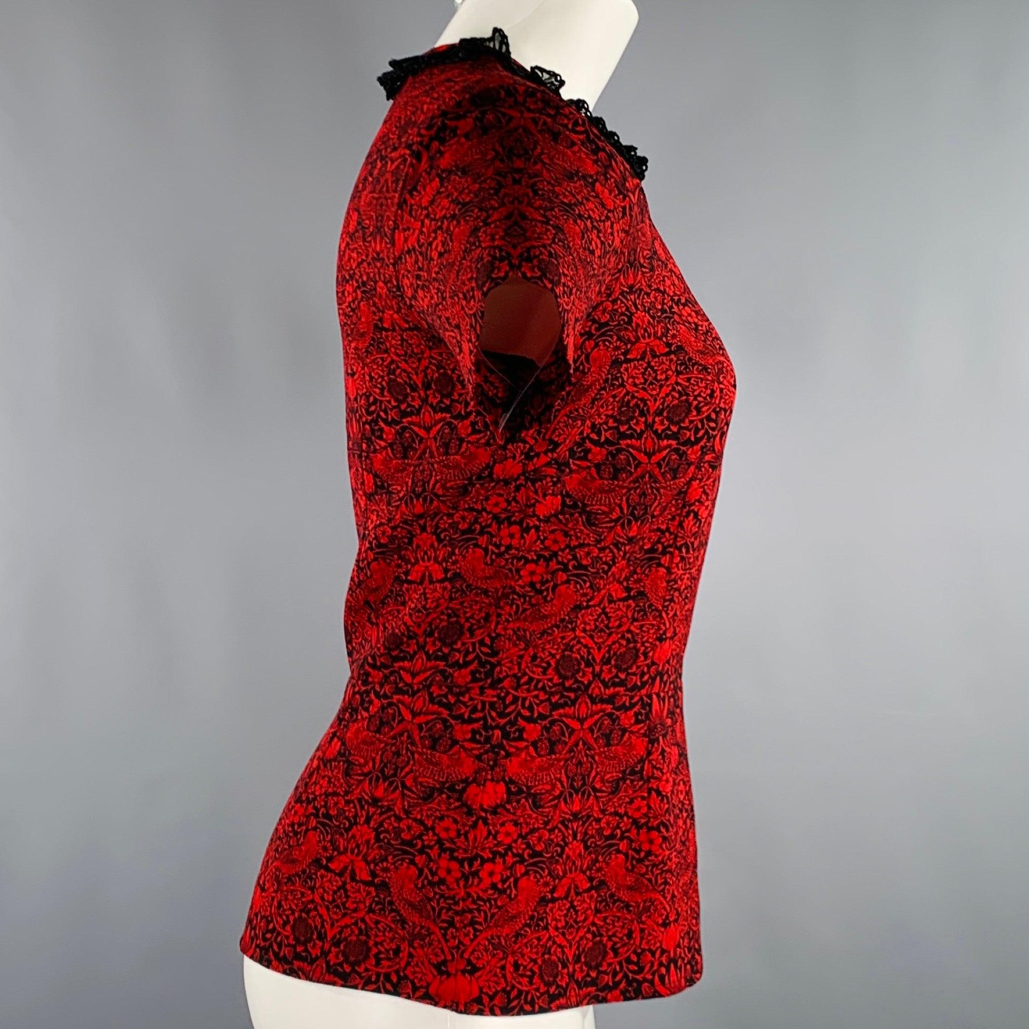 MARC by MARC JACOBS Größe XS Rot Schwarze Kurzarmbluse aus Polyestermischung mit kurzen Ärmeln Damen im Angebot
