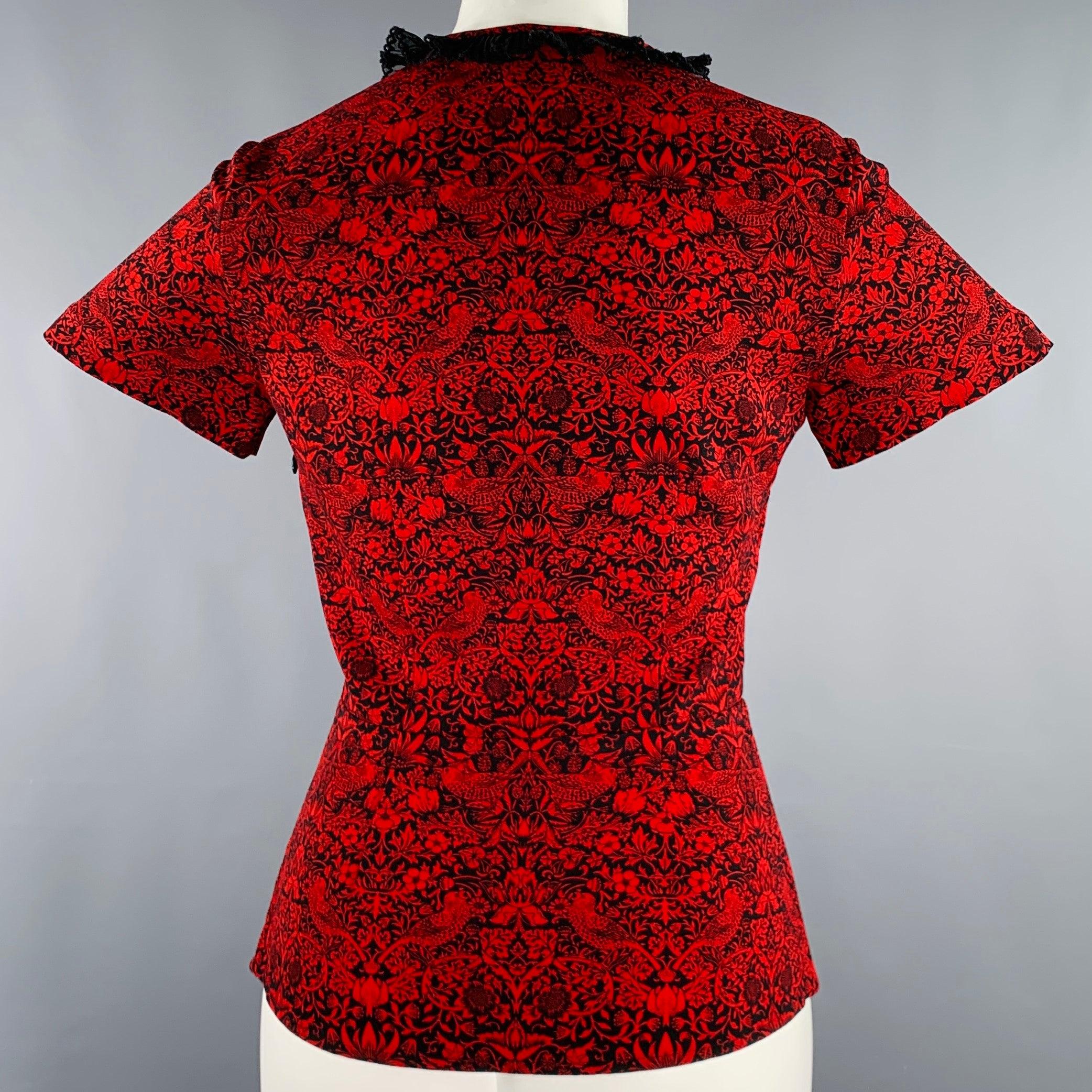 MARC by MARC JACOBS Größe XS Rot Schwarze Kurzarmbluse aus Polyestermischung mit kurzen Ärmeln im Angebot 1