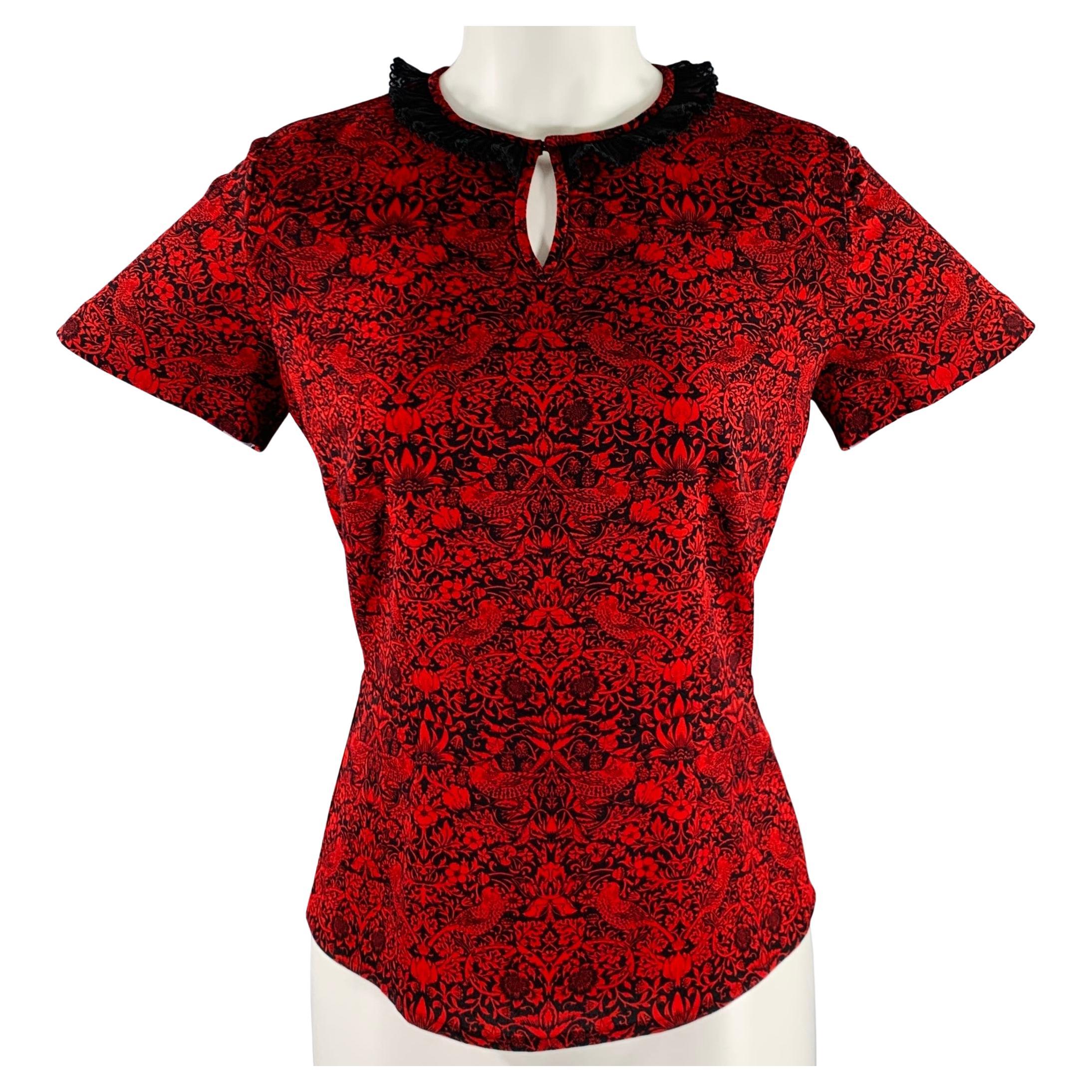 MARC by MARC JACOBS Taille XS Chemisier à manches courtes en mélange de polyester rouge et noir