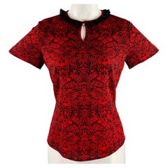 MARC by MARC JACOBS Taille XS Chemisier à manches courtes en mélange de polyester rouge et noir
