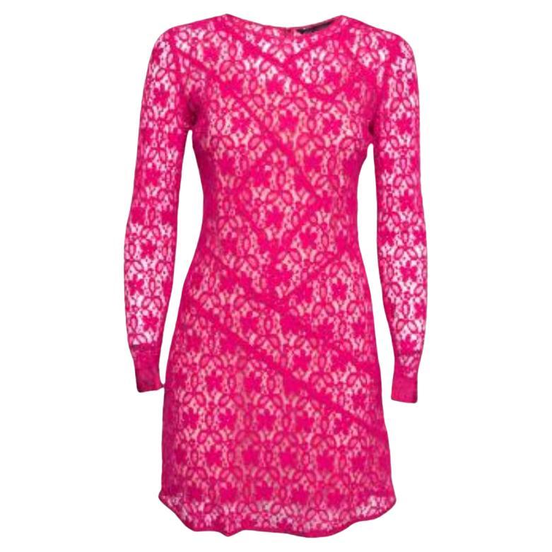 Marc by Marc Jacobs Erdbeer Daiquiri Leila Kleid aus geblümter Spitze mit Spitze mit Blumenmuster, S
