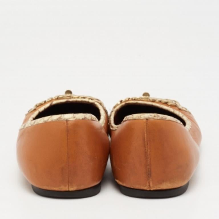 Marc by Marc Jacobs - Ballerines en cuir brun clair avec chaîne, taille 38,5 Pour femmes en vente