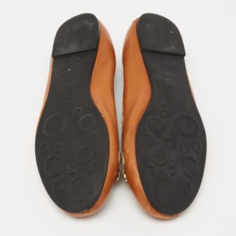 Marc by Marc Jacobs - Ballerines en cuir brun clair avec chaîne, taille 38,5 en vente 3