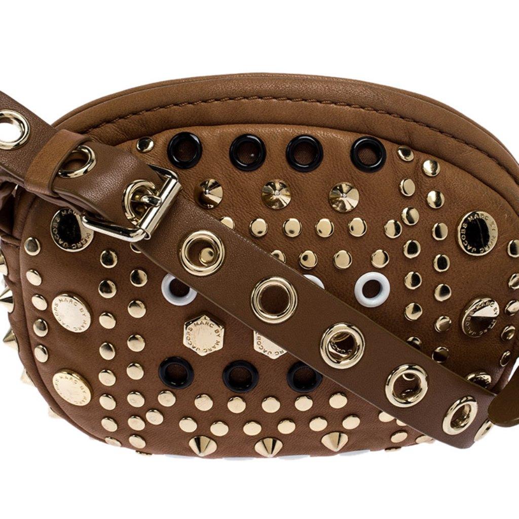 Women's Marc by Marc Jacobs Tan Studded Leather Round Crossbody Bag