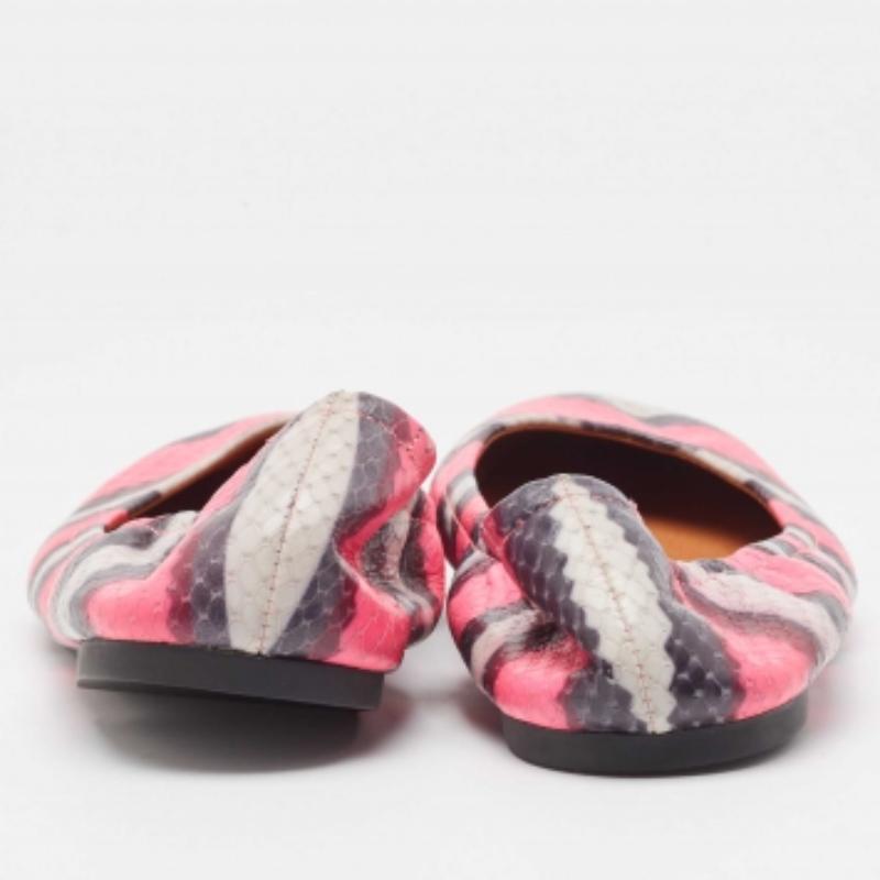 Brown Marc by Marc Jacobs Tricolor Embossed Python Ballet Flats Size 37.5 For Sale