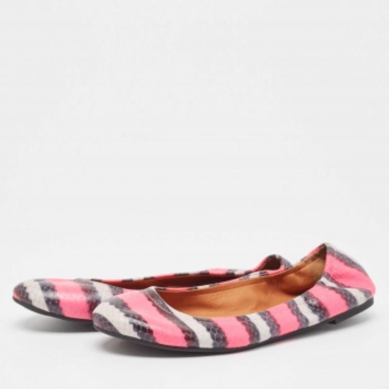 Marc by Marc Jacobs Tricolor Embossed Python Ballet Flats Size 37.5 For Sale 3