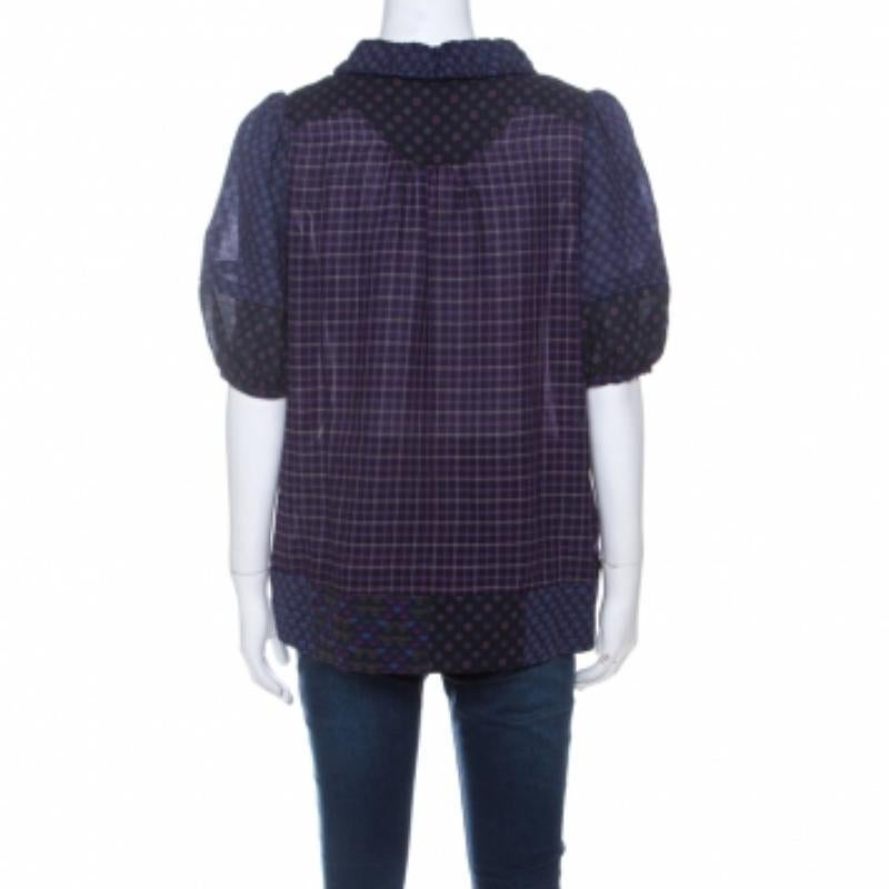 Marc by Marc Jacobs Poloshirt mit Puffärmeln aus gemischter Wolle und Seidenmischung L im Zustand „Gut“ im Angebot in Dubai, Al Qouz 2