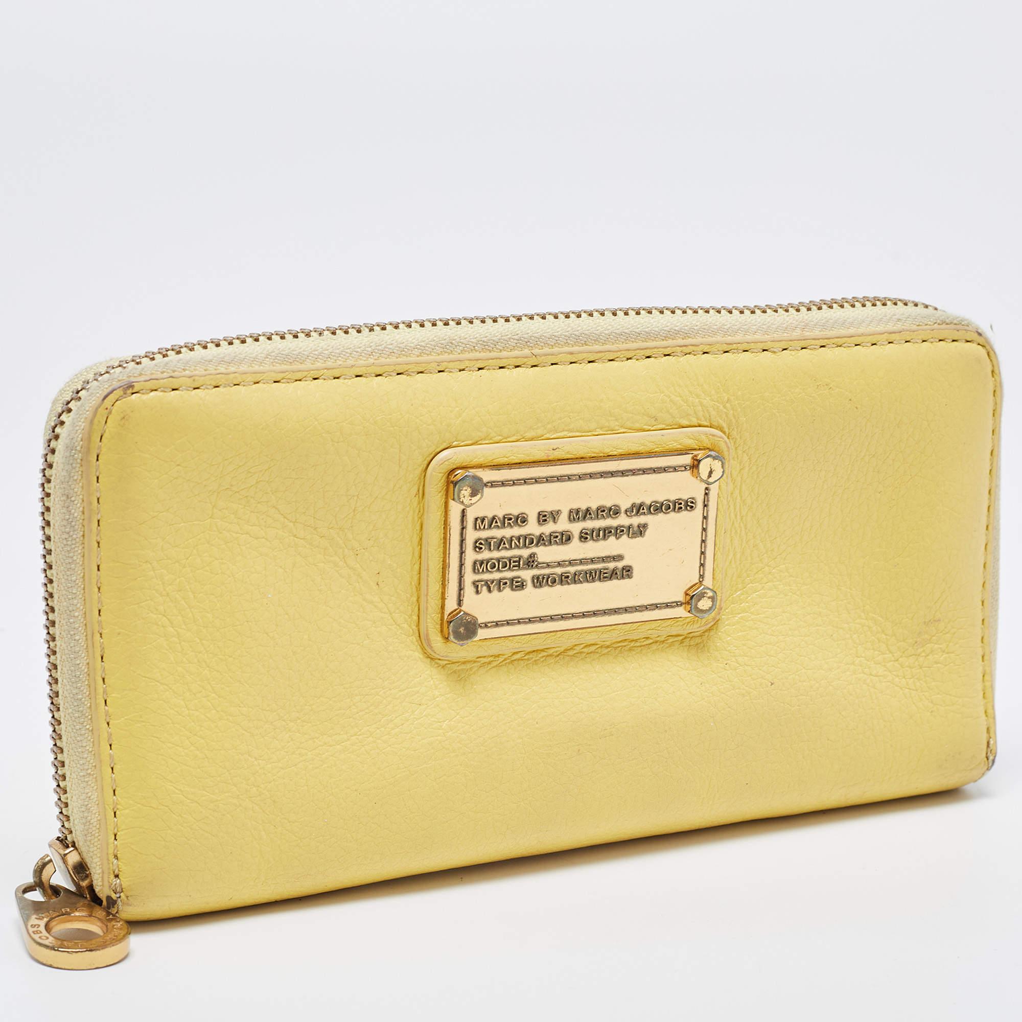 Women's Marc by Marc Jacobs Yellow Leather Classic Q Zip Around Wallet For Sale