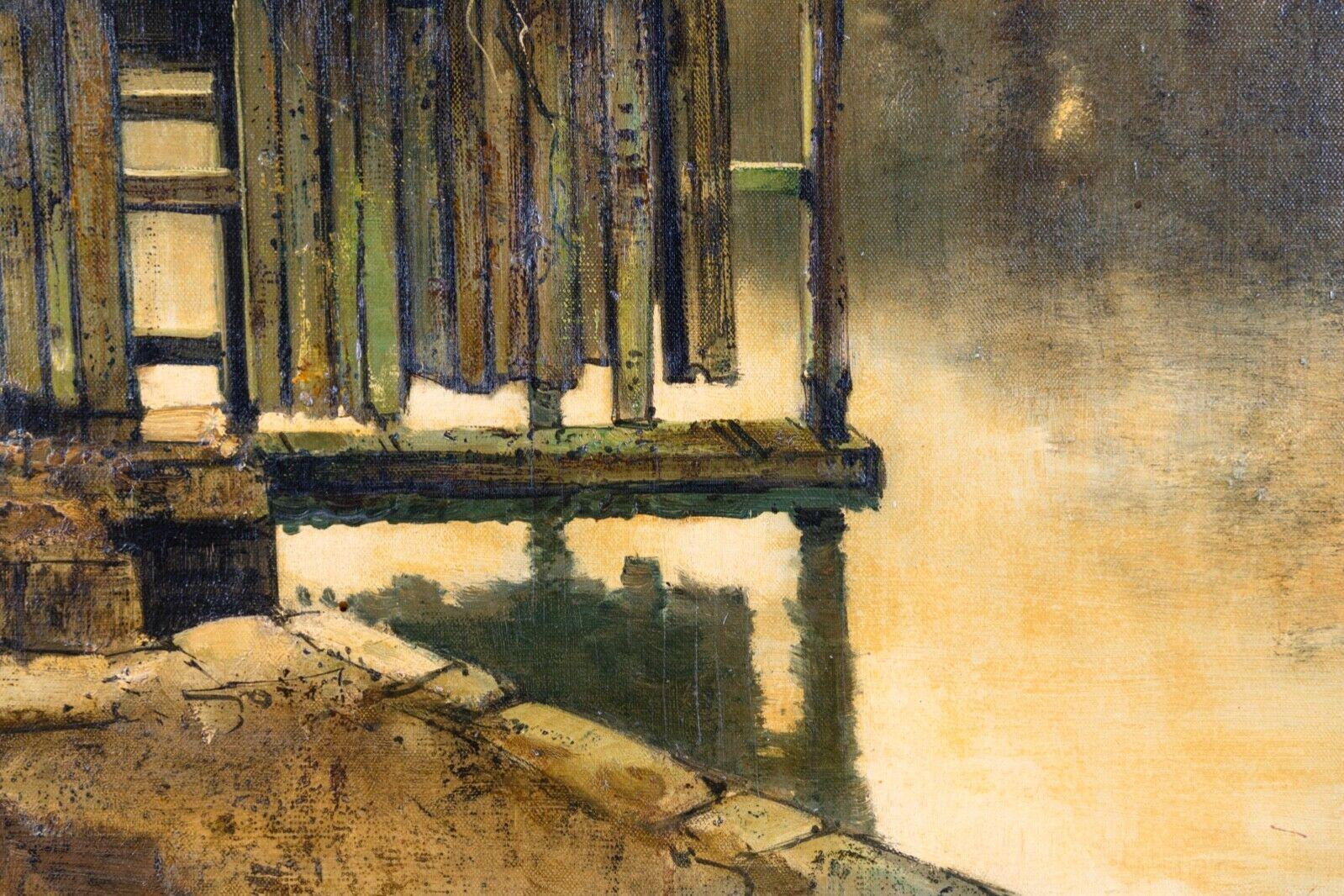 Marc Capaud Etang at Sologne firmato 1975 Pittura a olio su tela Paesaggio francese in vendita 2