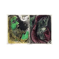 1960 lithograph by Marc Chagall, Job en prière -Job désespéré -