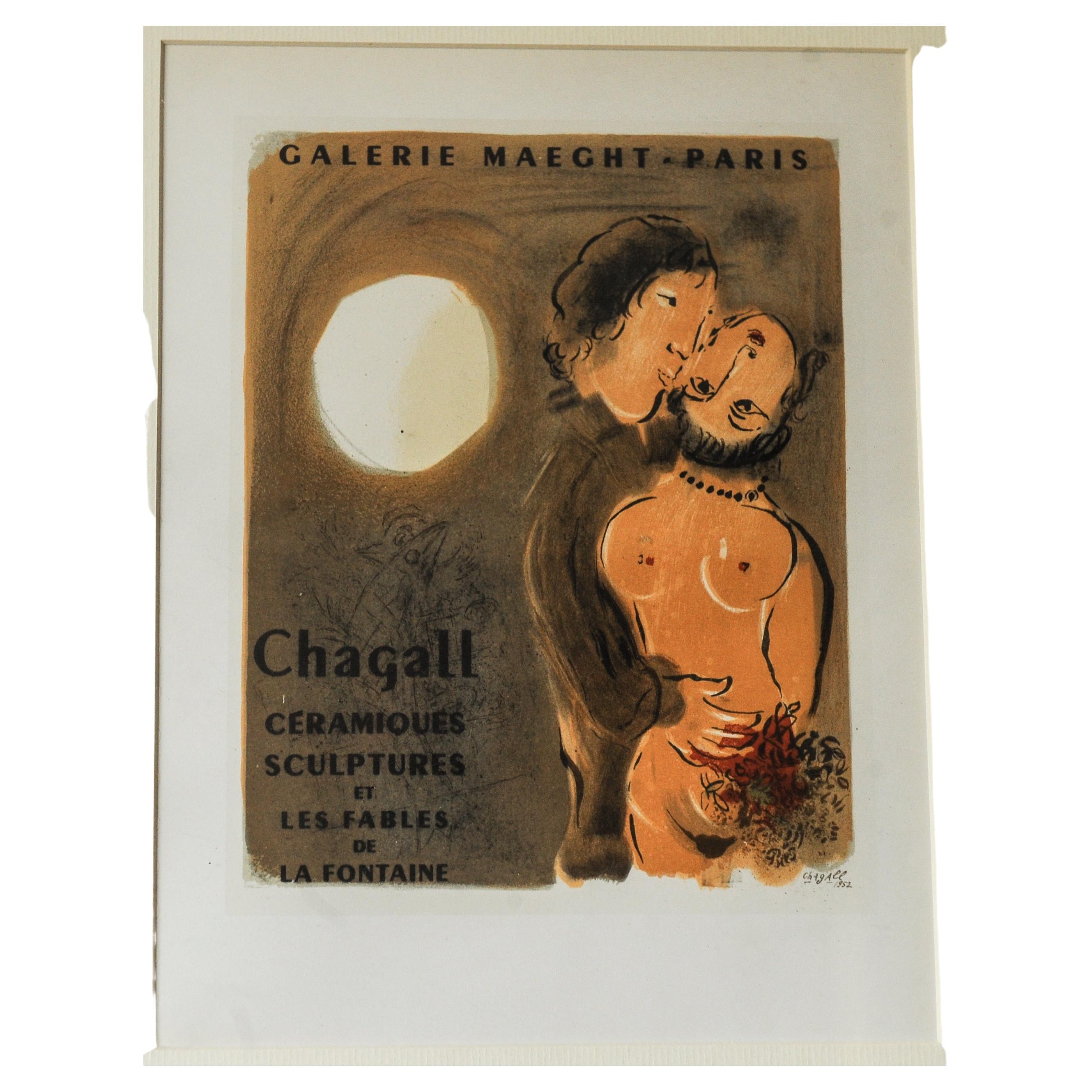 Moderne Marc Chagall (1887 1985) Plaque signée Lithographie figurative moderniste en vente