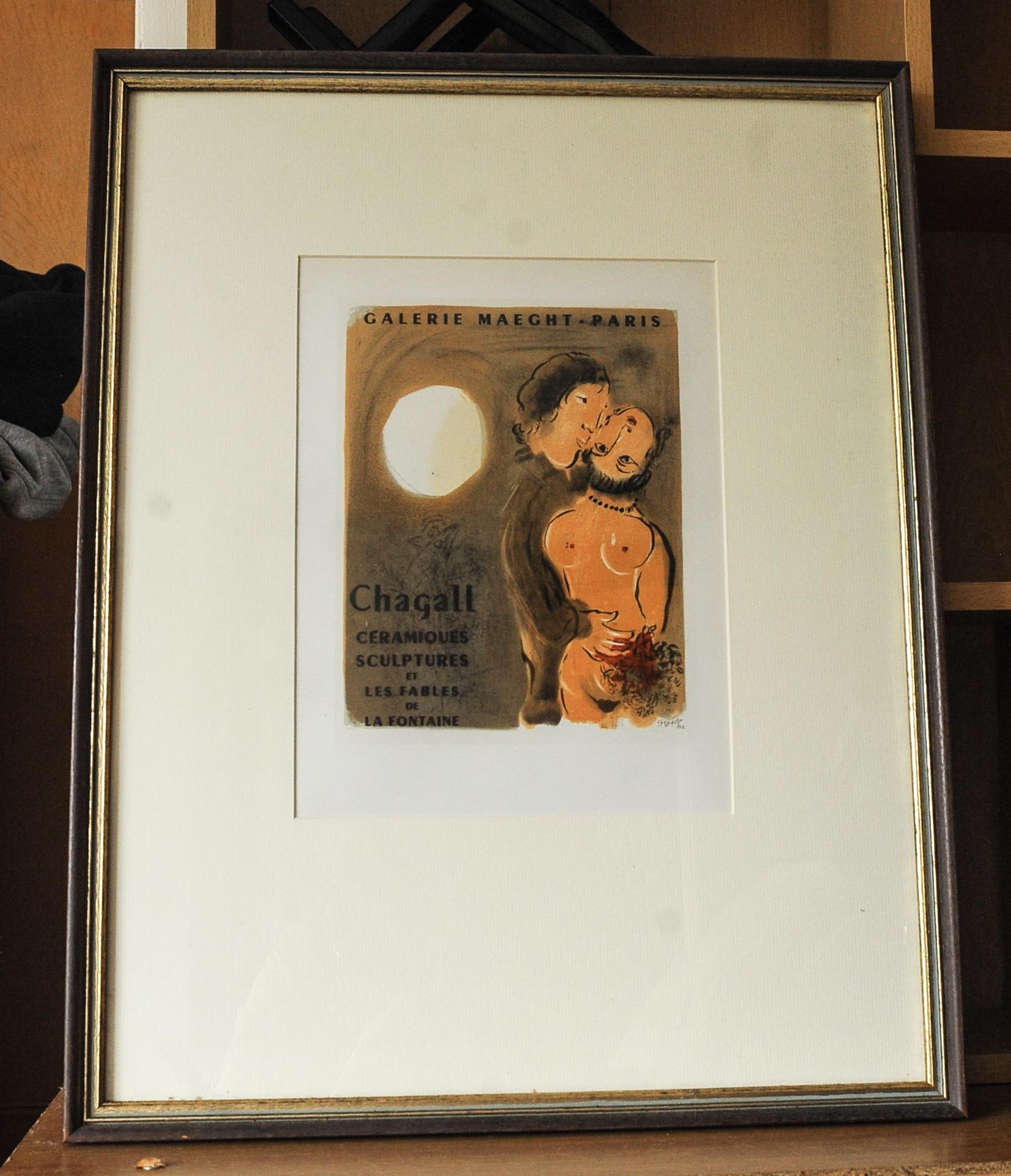 French Marc Chagall '1887 1985' Plate Signed Modernist Figural Lithographic Print For Sale