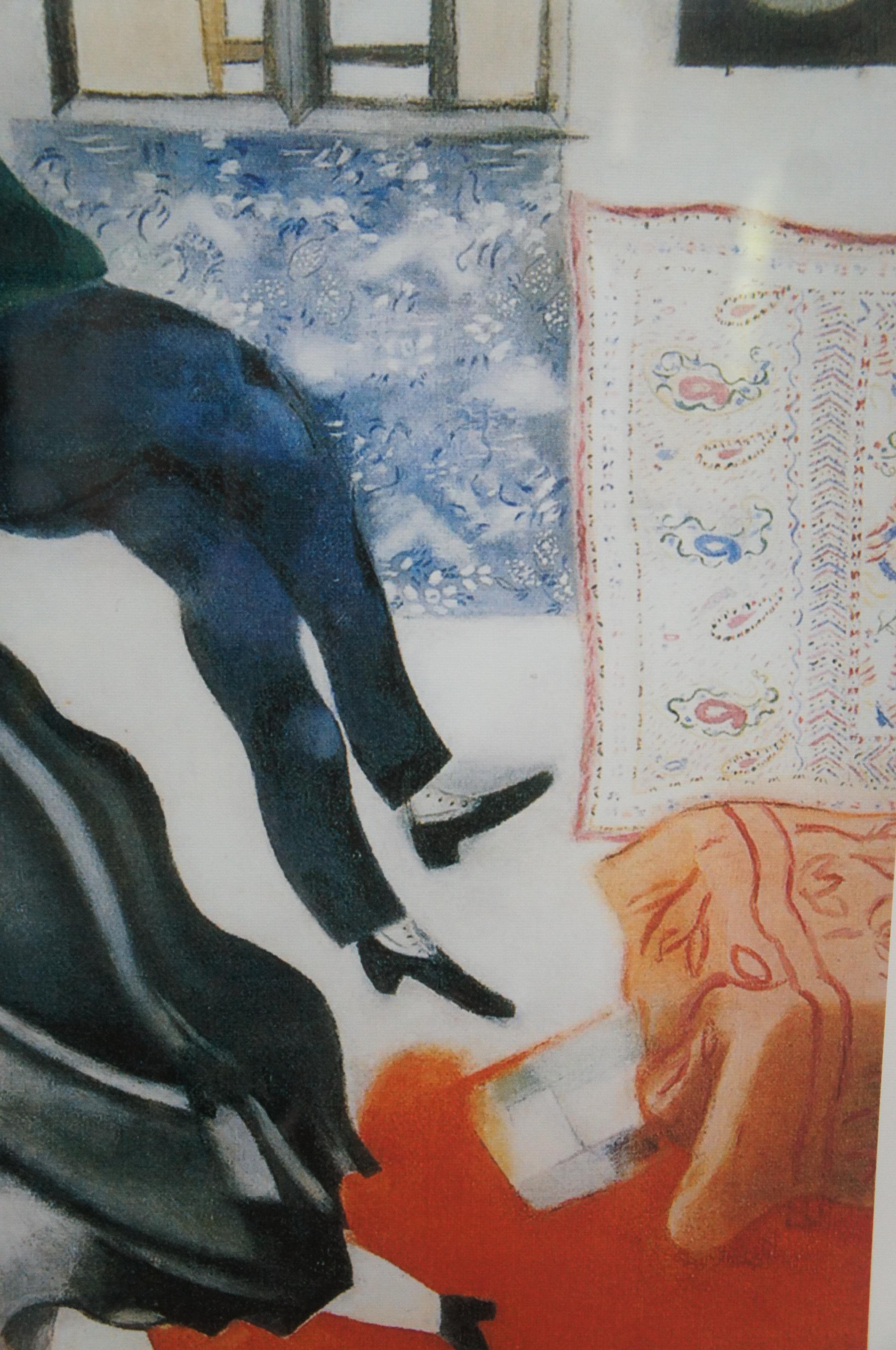 Lithographie sur papier signée Marc Chagall Birthday Love L'Anniversaire, 35 po. (anniversaire) 1