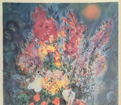 Marc Chagall "Blue Bouquet" Print in Gilt Wood Frame