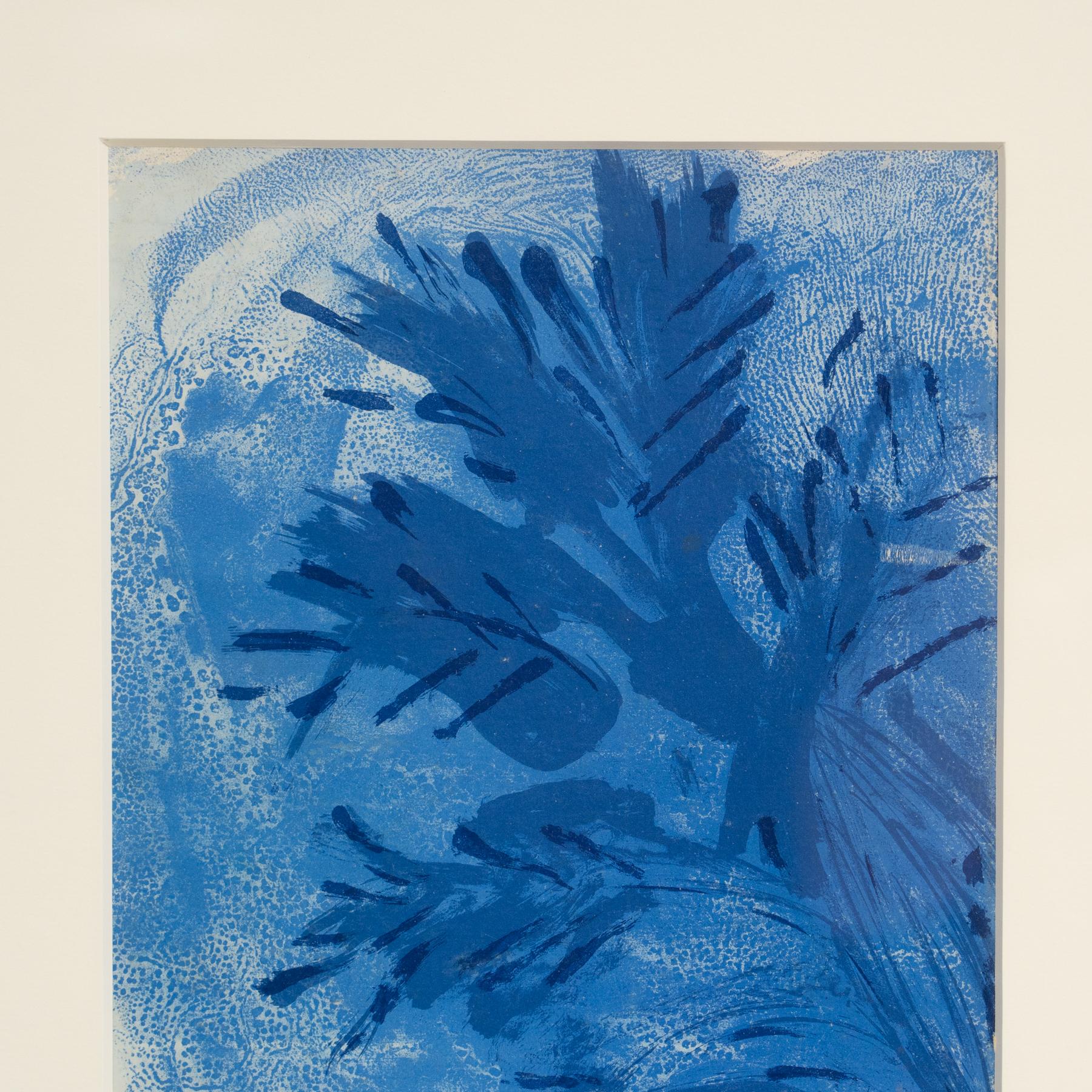 Francese Litografia blu di Marc Chagall, incorniciata, 1956 - Edizione Verve in vendita