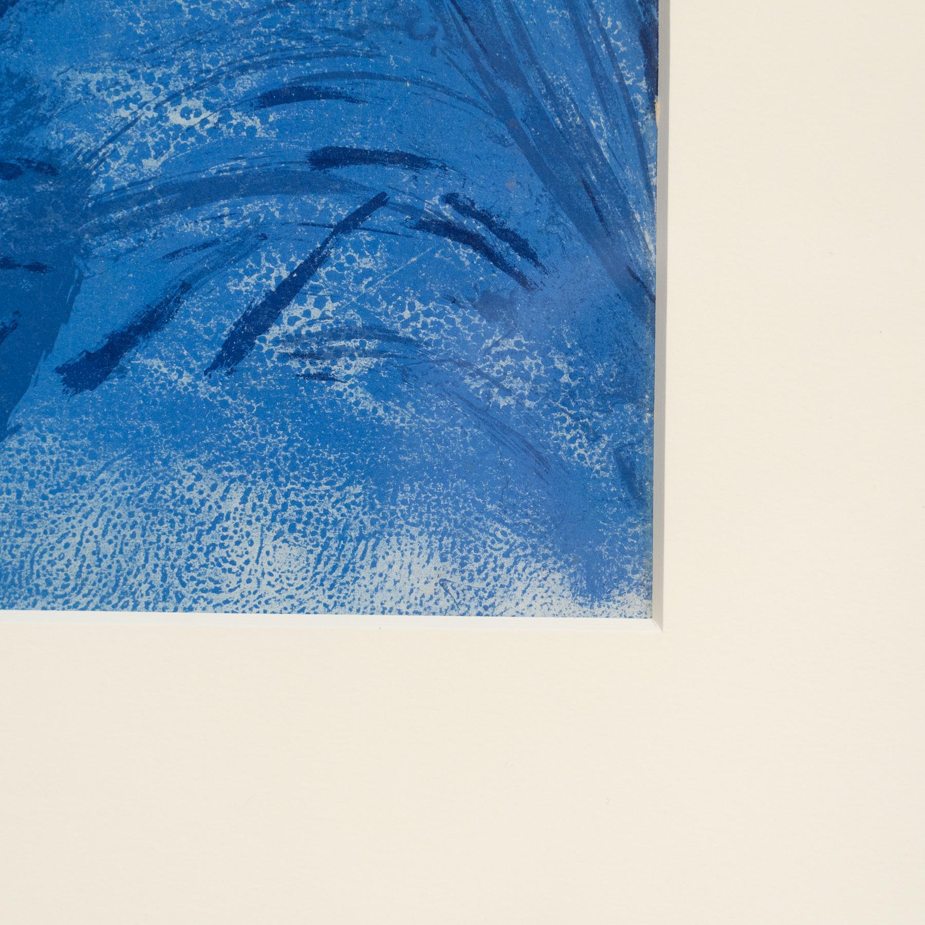 Metà XX secolo Litografia blu di Marc Chagall, incorniciata, 1956 - Edizione Verve in vendita