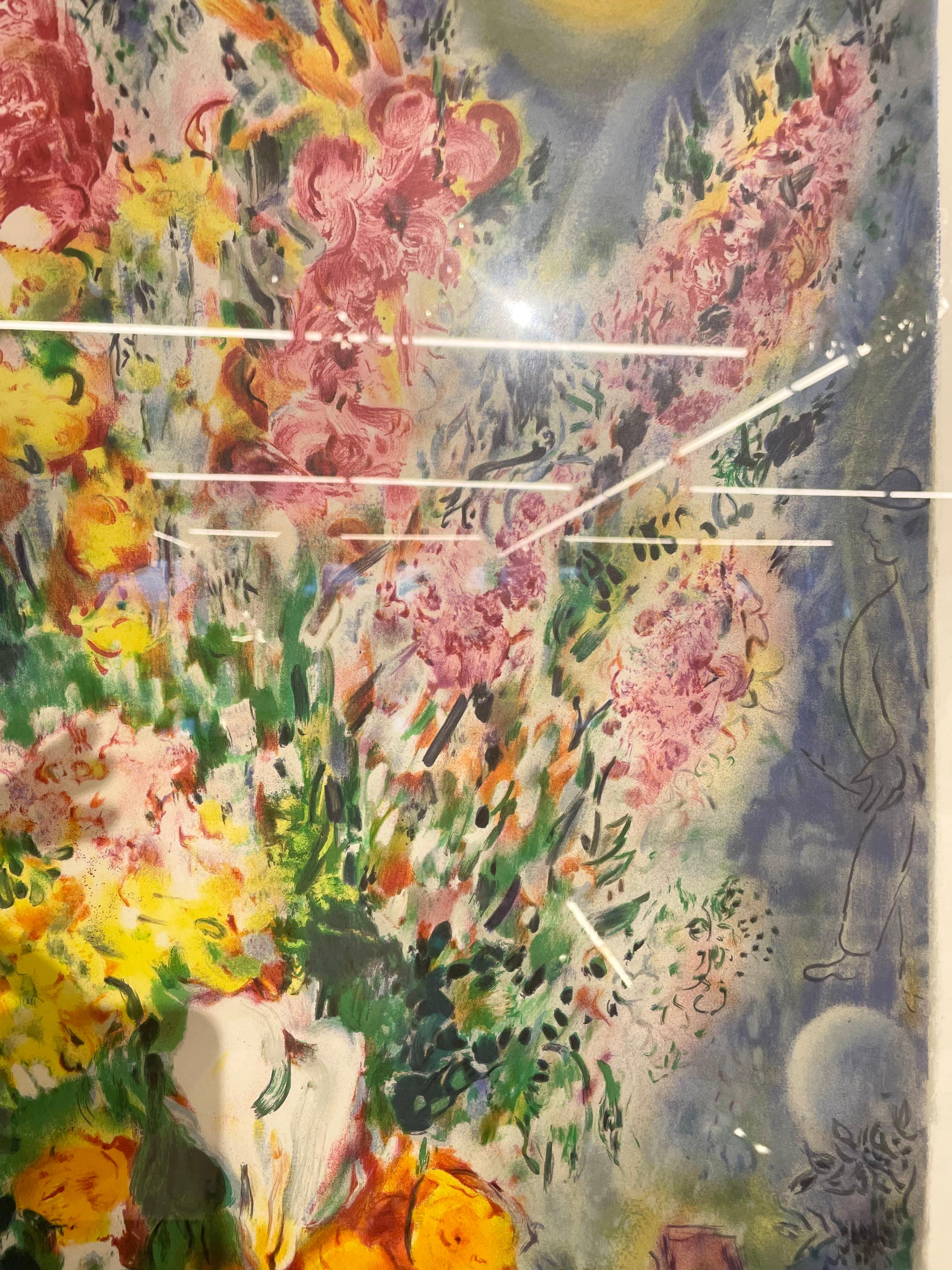 Marc Chagall Lithographie „Bouquet De Fleurs“, gerahmt im Angebot 4