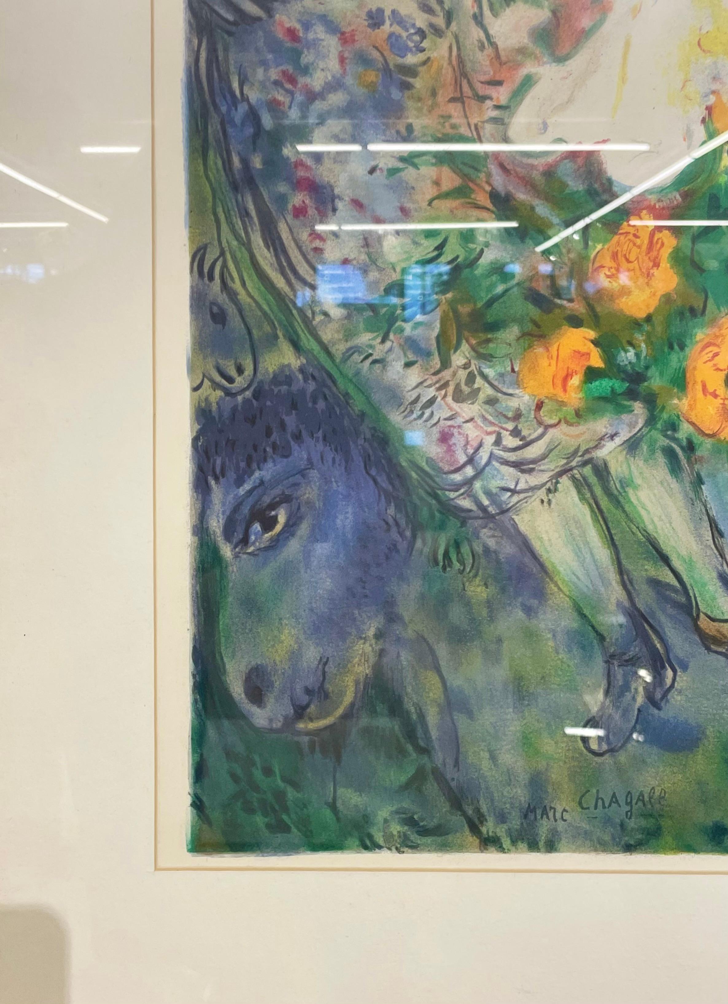 Marc Chagall Lithographie „Bouquet De Fleurs“, gerahmt im Zustand „Gut“ im Angebot in Stamford, CT
