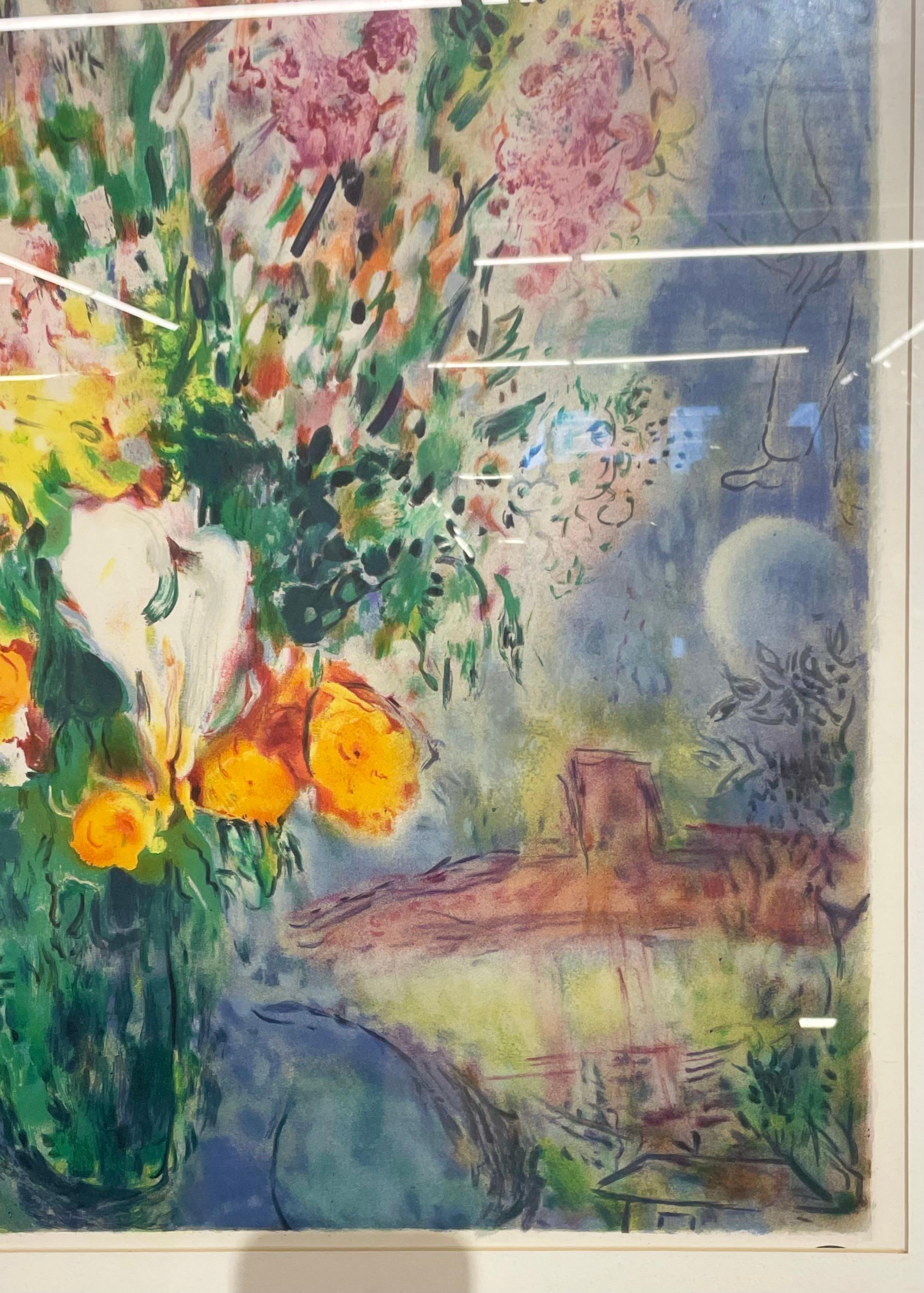 Marc Chagall Lithographie „Bouquet De Fleurs“, gerahmt (20. Jahrhundert) im Angebot