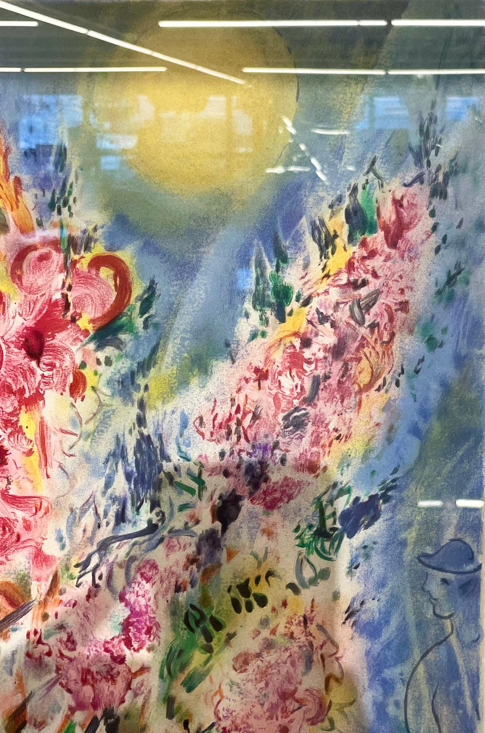 Marc Chagall Lithographie „Bouquet De Fleurs“, gerahmt im Angebot 1