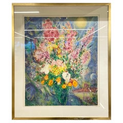 Marc Chagall Bouquet De Fleurs Litografía, enmarcada