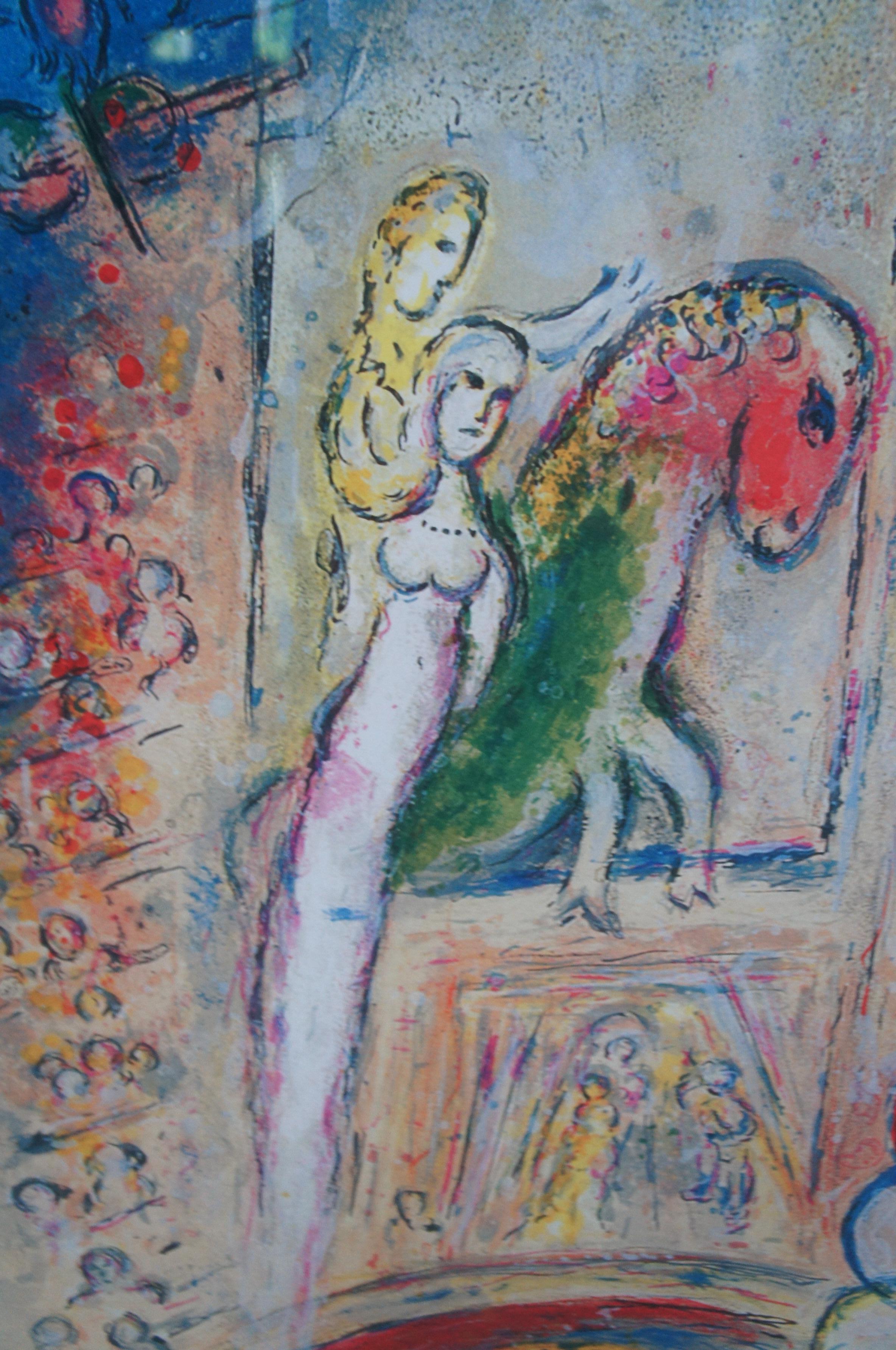20th Century Marc Chagall Circus IV Signed Impressionist Lithograph Print w COA