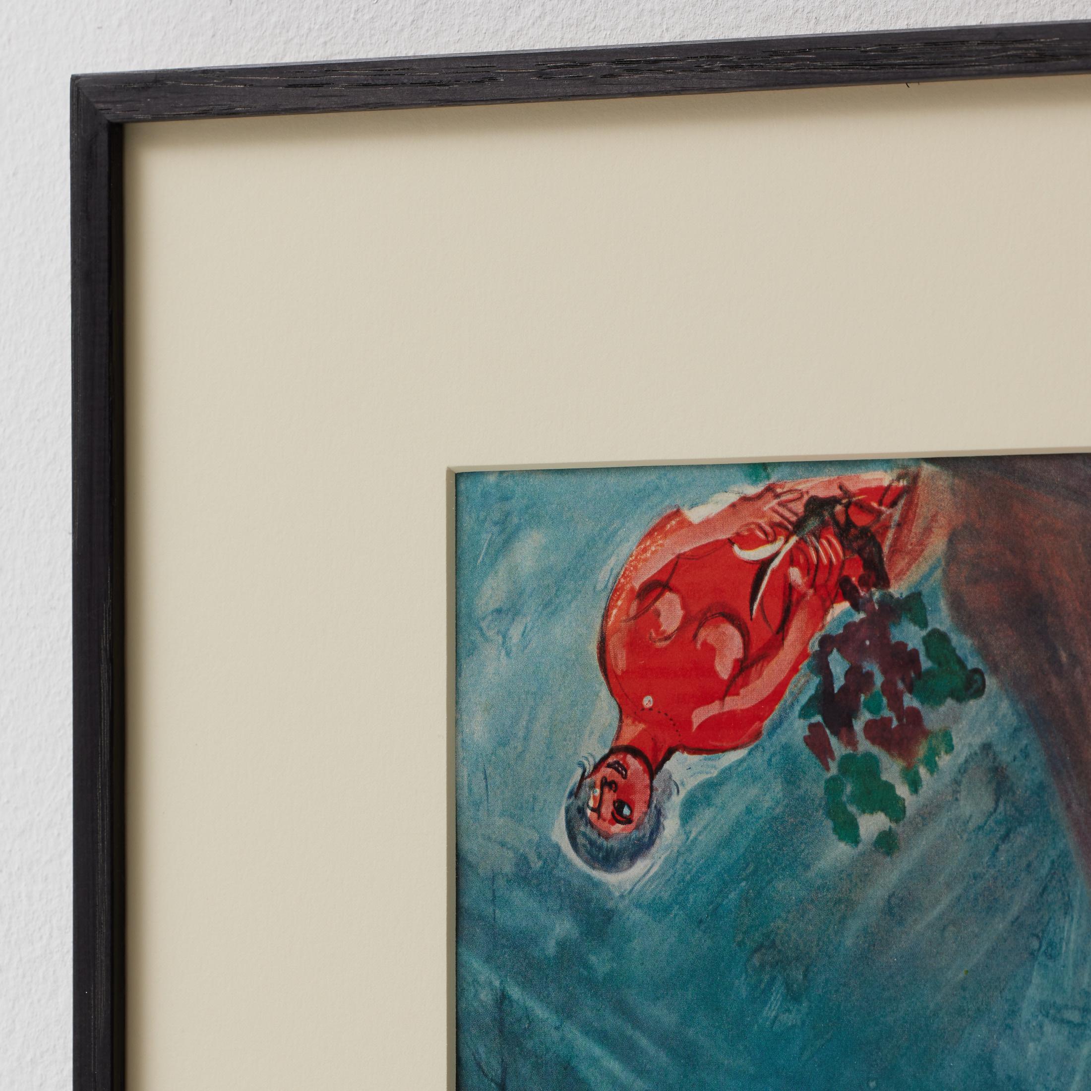 Marc Chagall  Farbe Klischee  Editionen du Chêne  1947  Gerahmt im Angebot 2