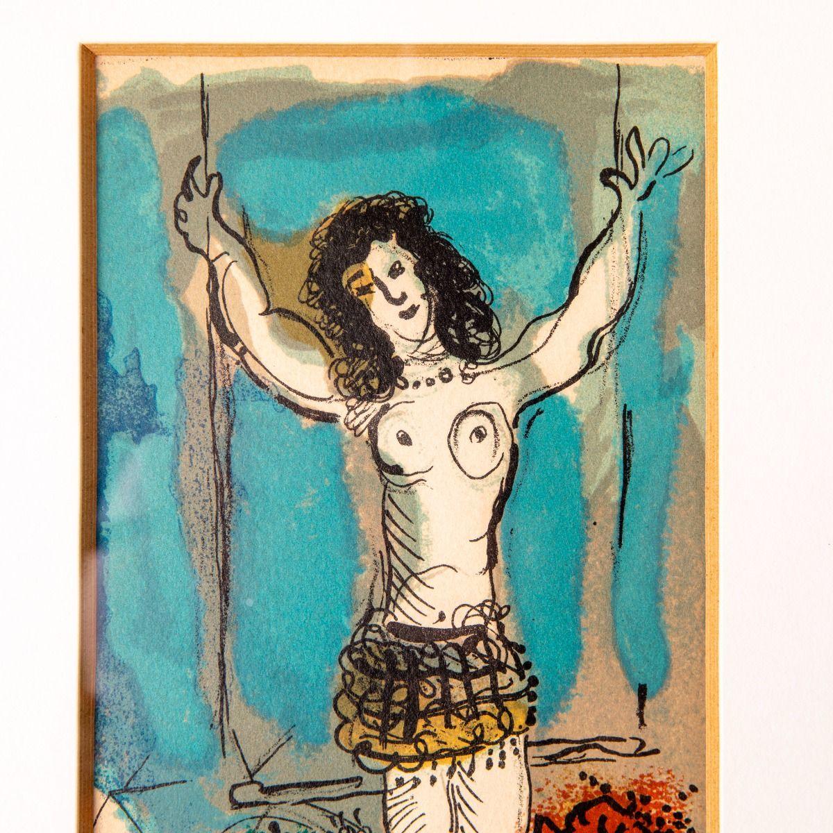 Modern Marc Chagall Color Lithograph – Circus Trapeze Artist For Sale